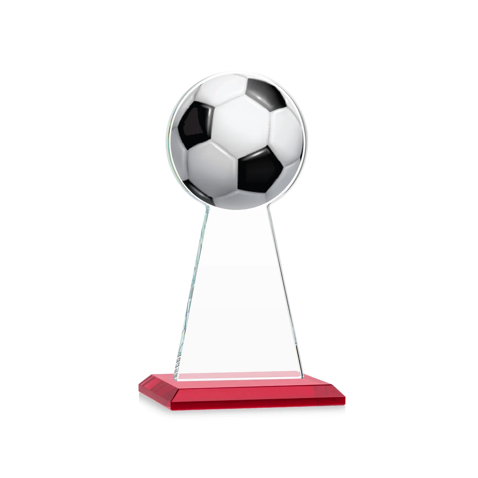 Custom engraved Starfire Crystal Award With Soccer Ball Peak for safety achievement programs