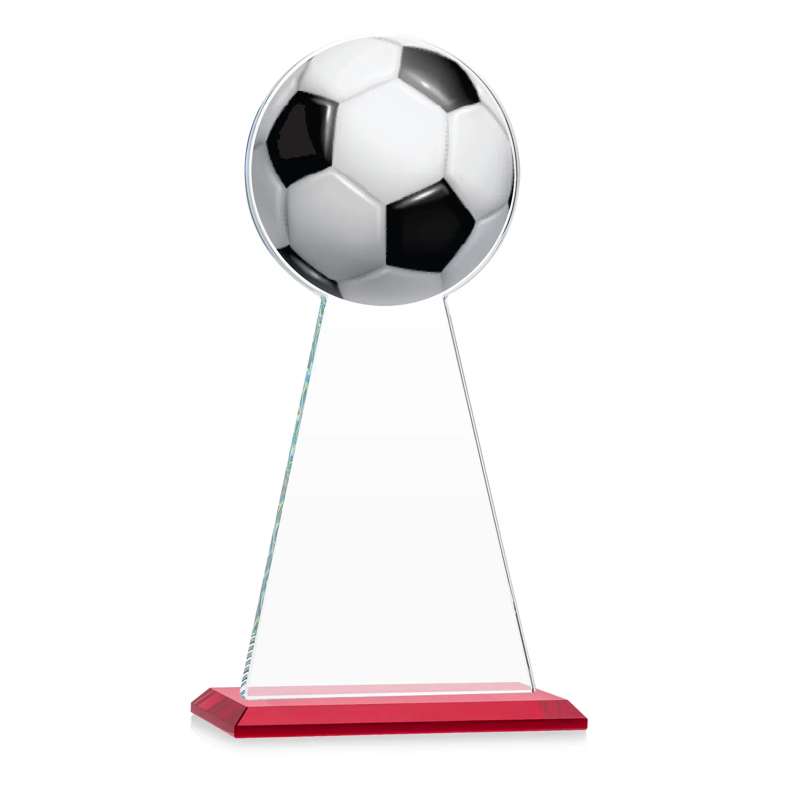 Custom engraved Starfire Crystal Award With Soccer Ball Peak for dealer and partner awards