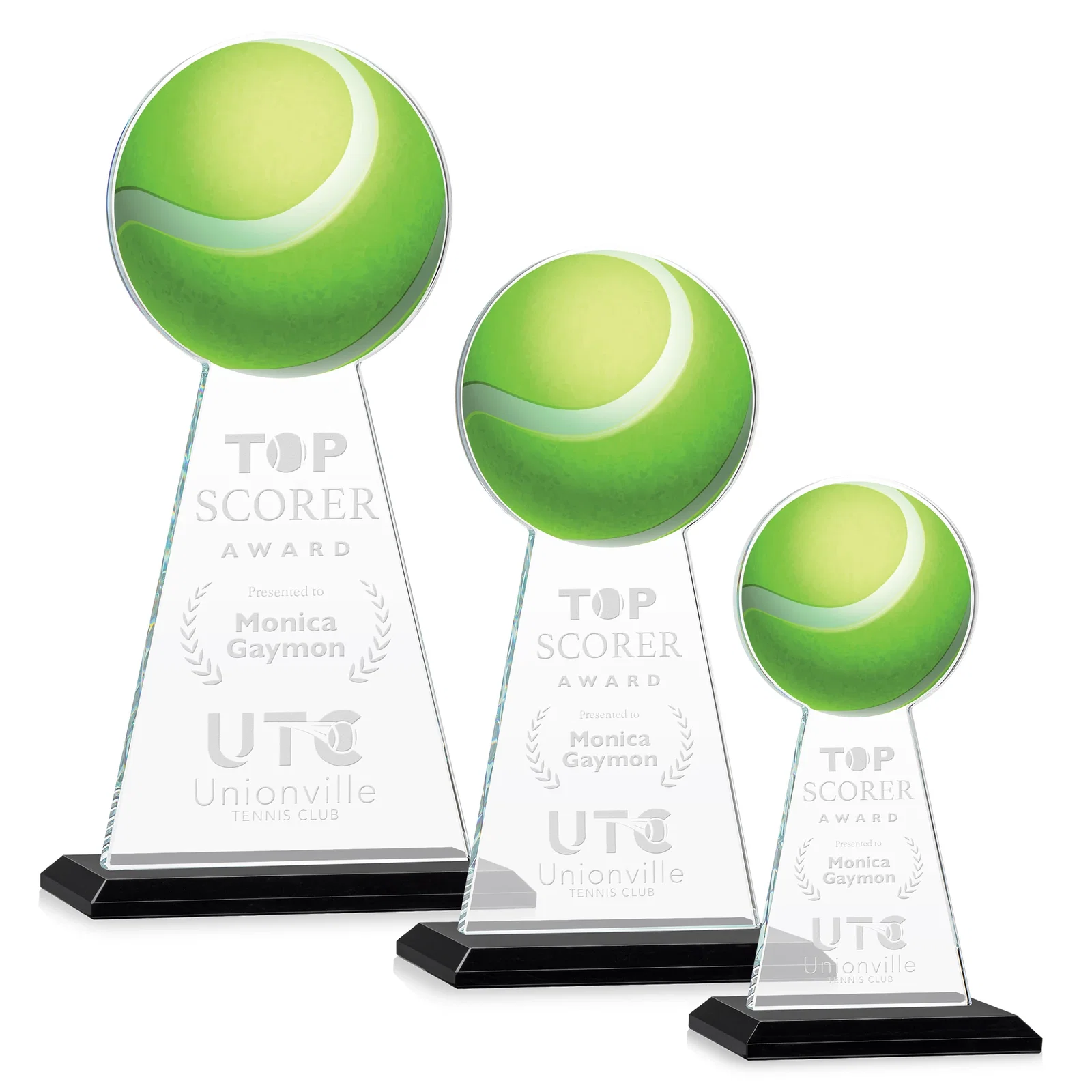 Personalized Starfire Crystal Award With Tennis Ball Peak for corporate award ceremonies