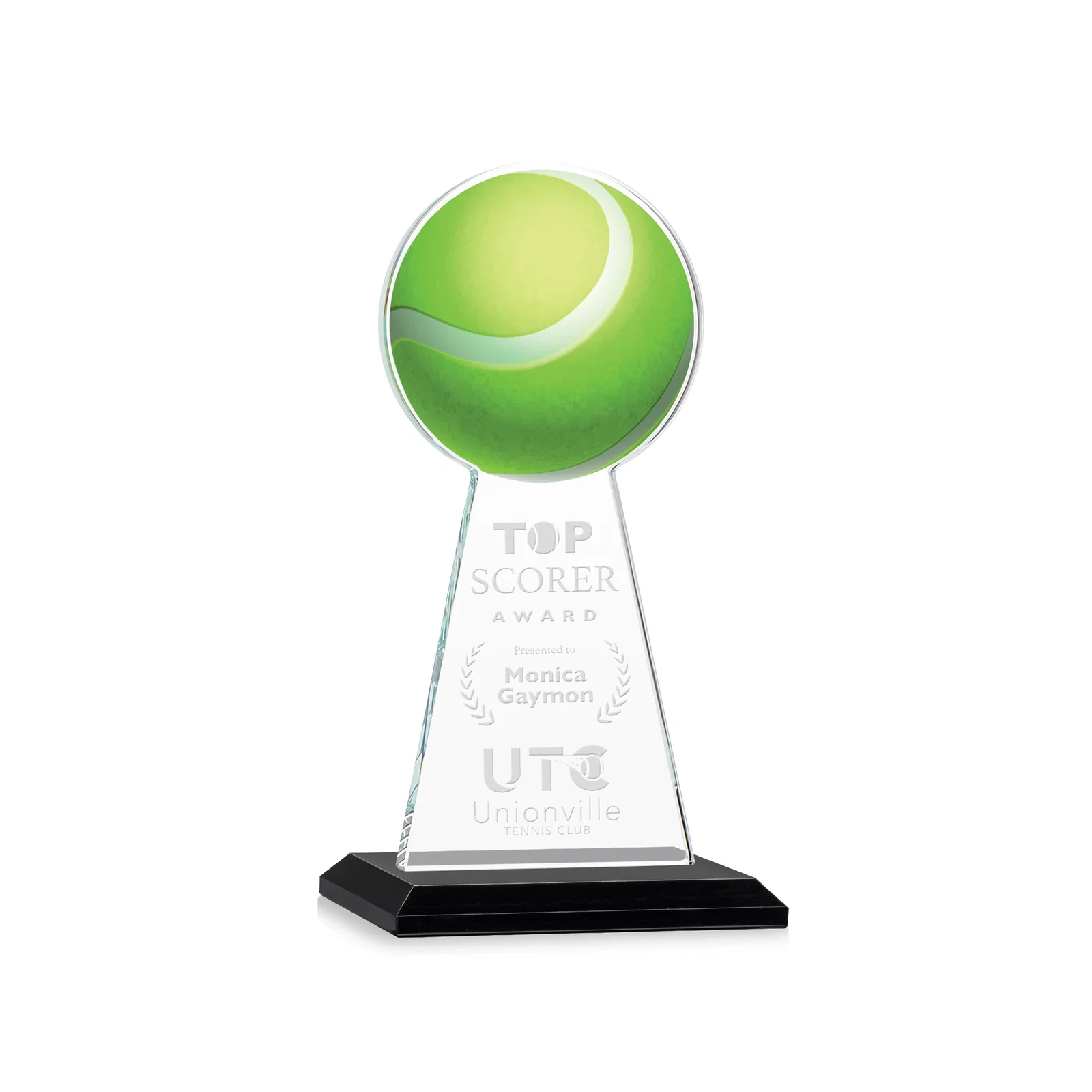 Personalized Starfire Crystal Award With Tennis Ball Peak for service anniversary gifts