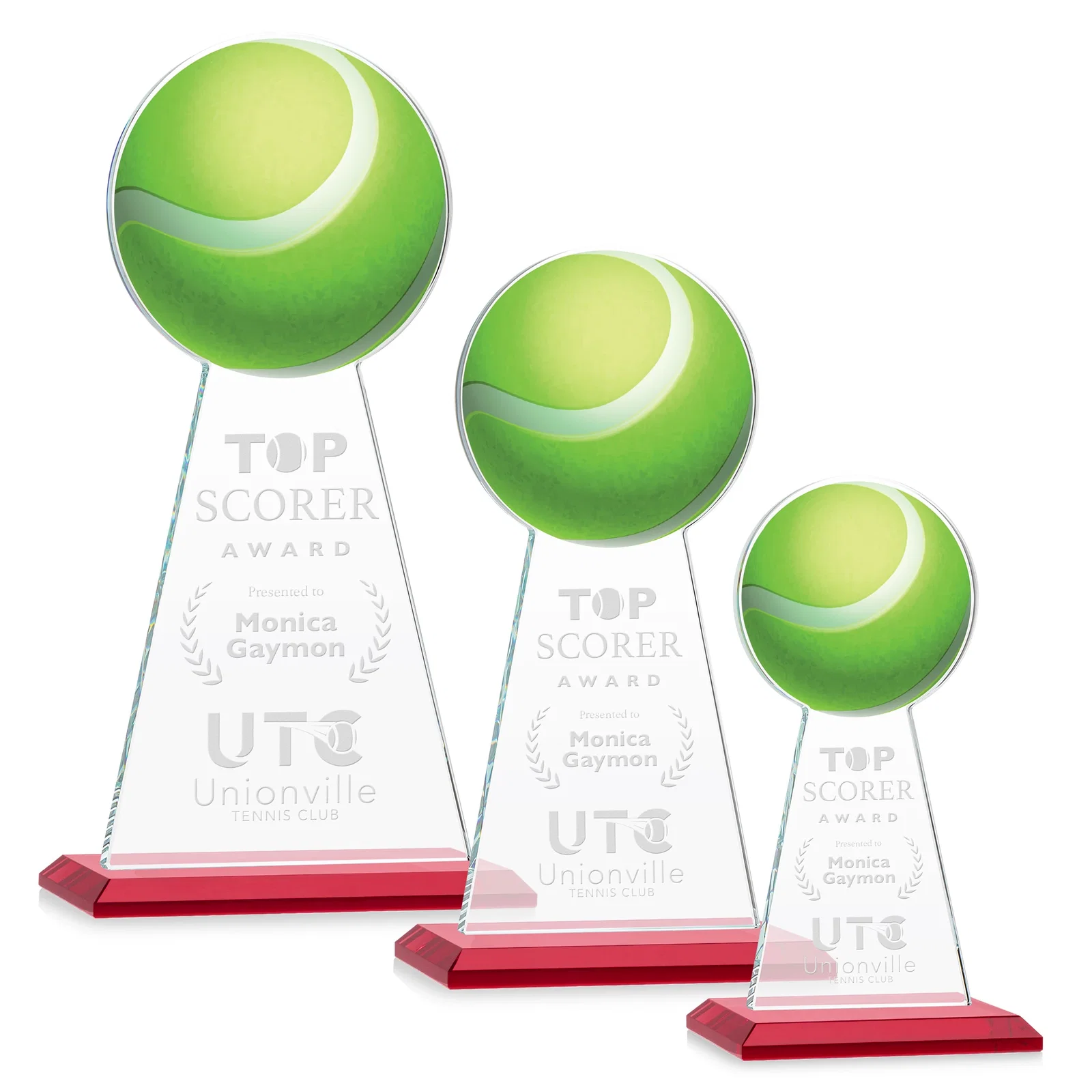 Personalized Starfire Crystal Award With Tennis Ball Peak for volunteer appreciation