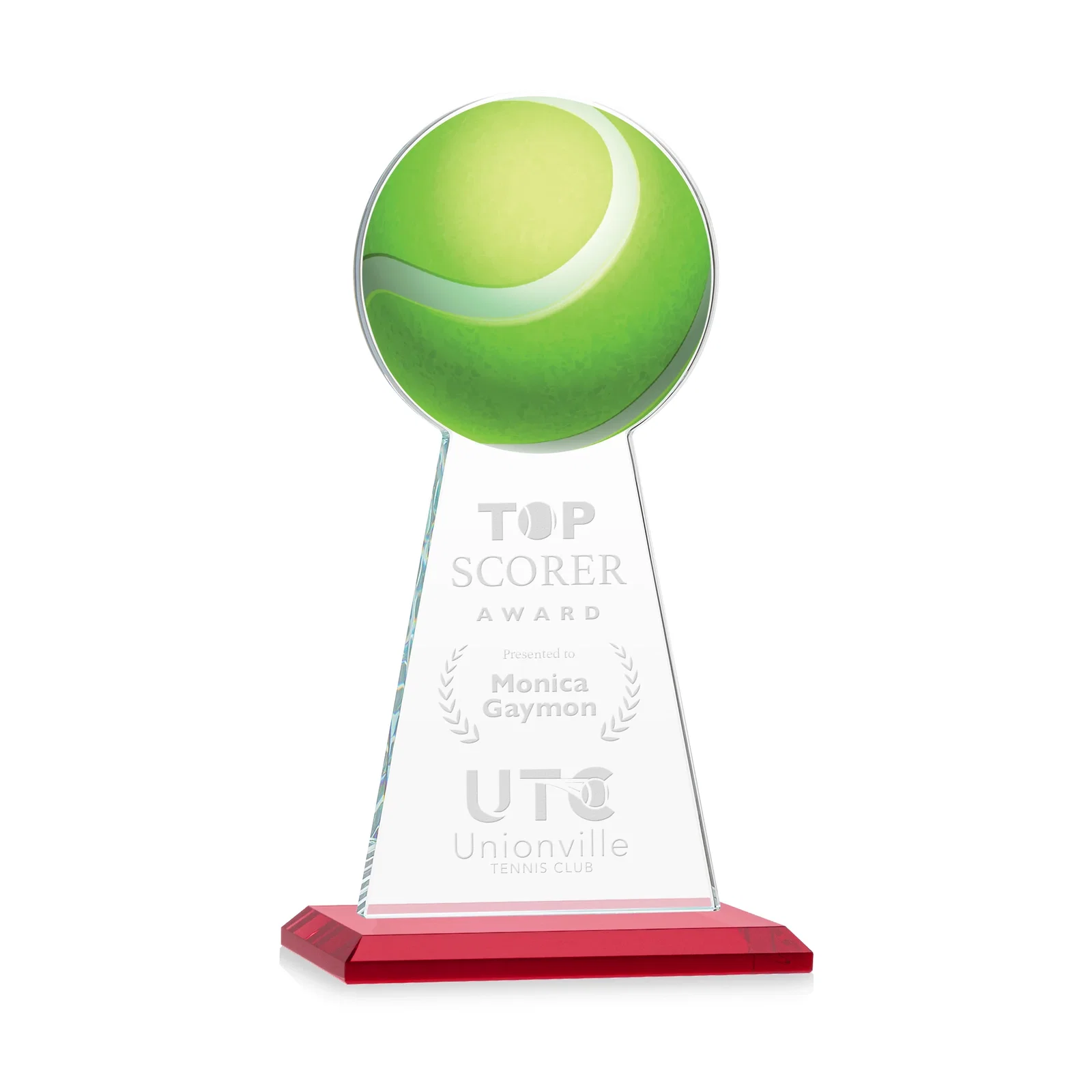 Personalized Starfire Crystal Award With Tennis Ball Peak for company anniversary events