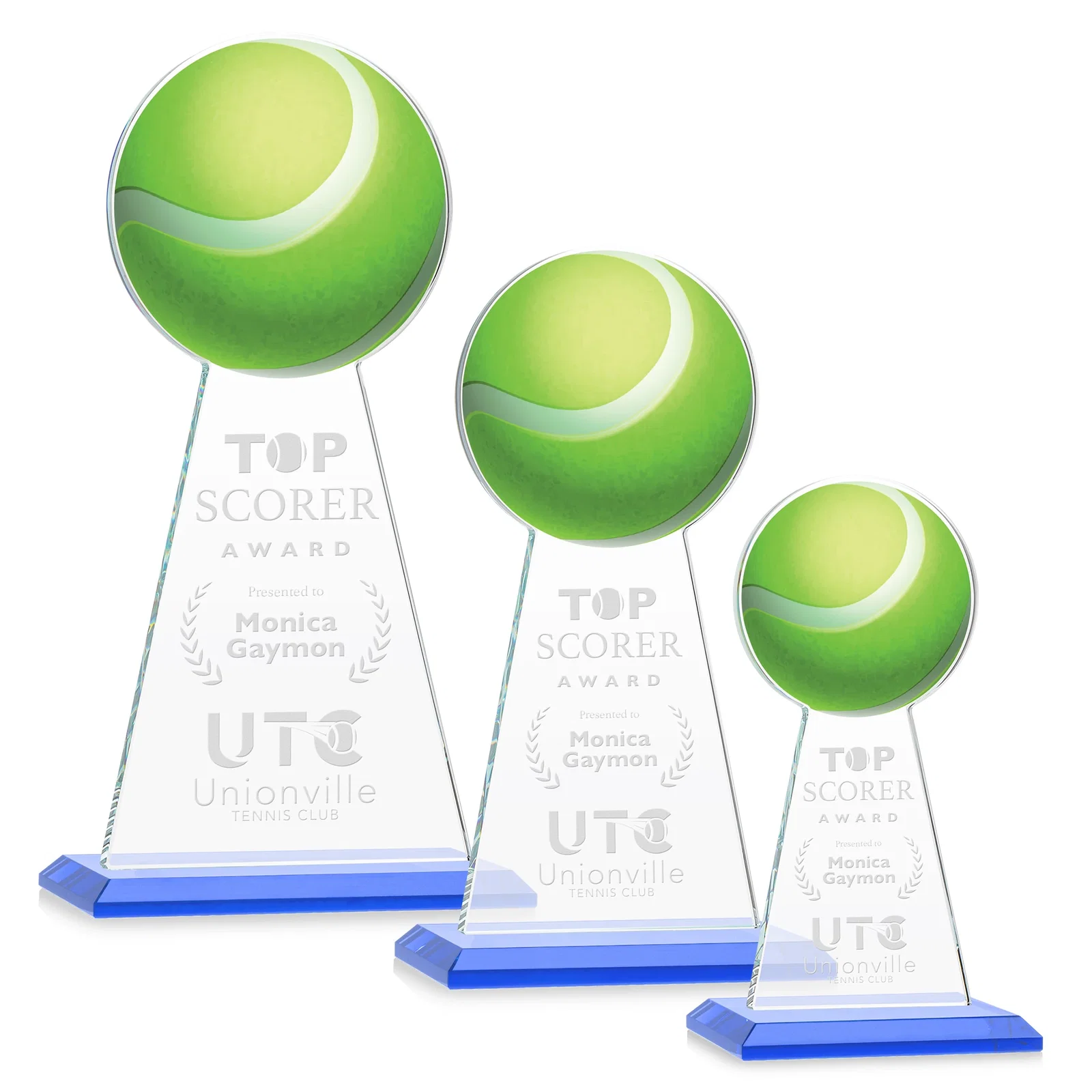 Promotional Starfire Crystal Award With Tennis Ball Peak for corporate award ceremonies