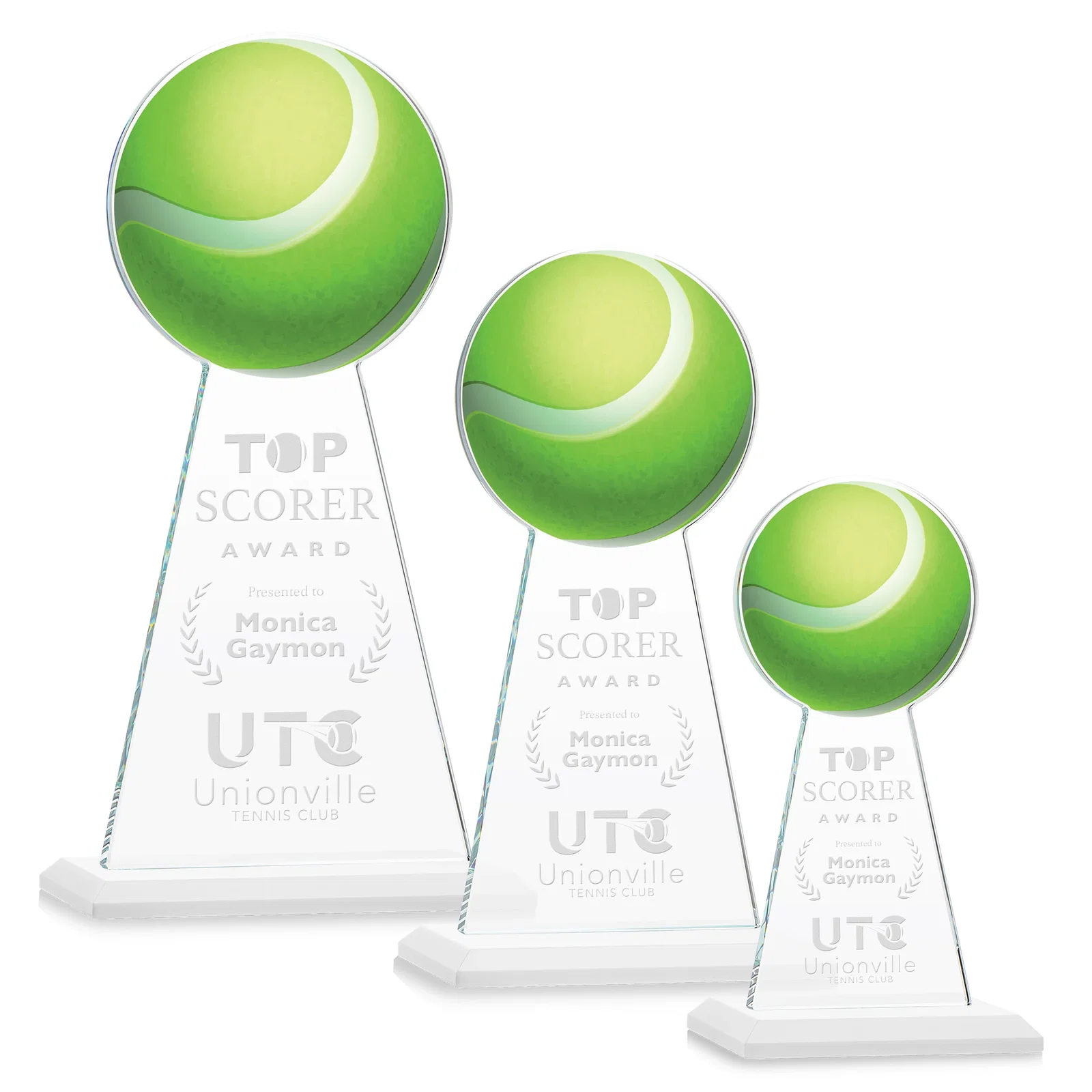 Promotional Starfire Crystal Award With Tennis Ball Peak for team milestone celebrations
