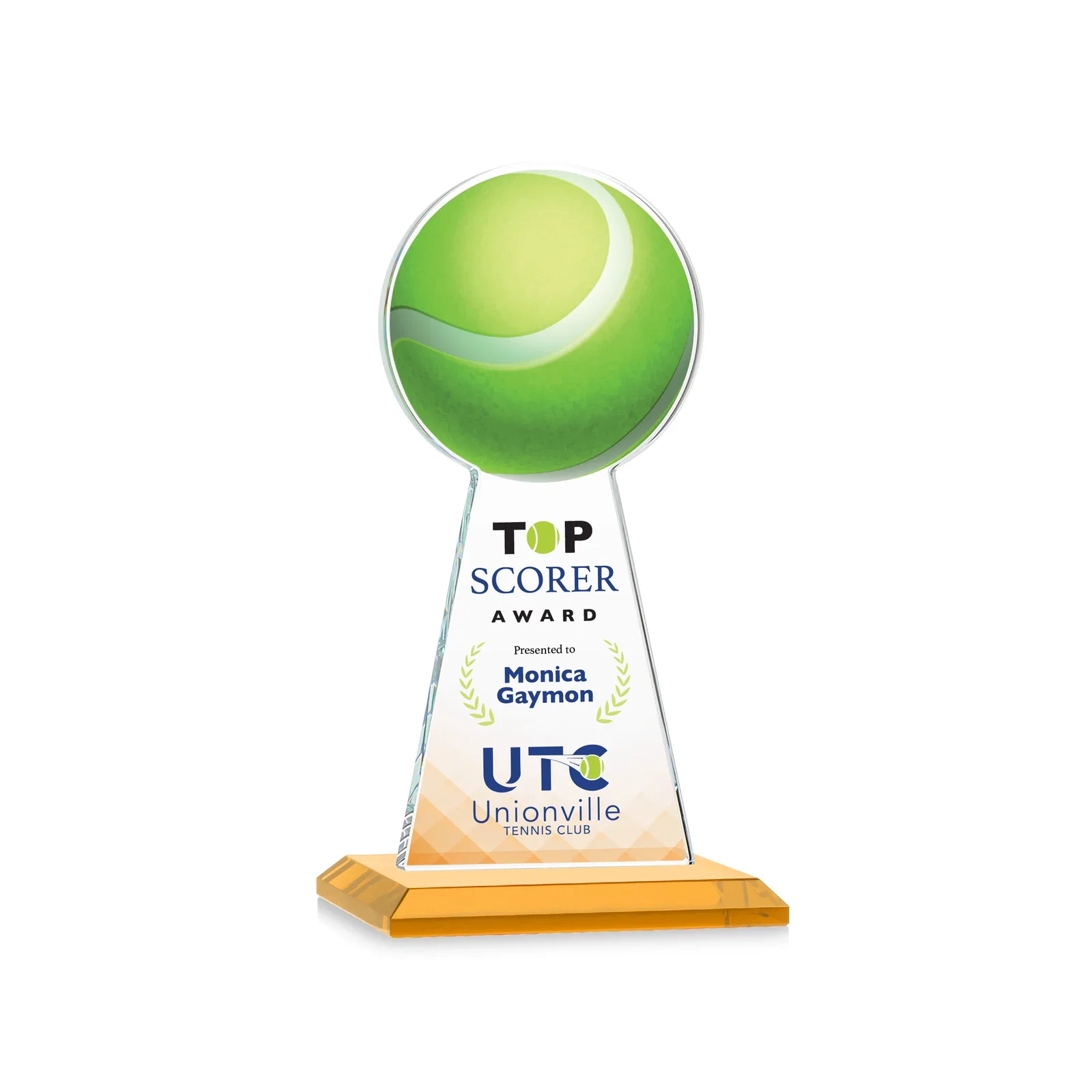 Promotional Starfire Crystal Award With Tennis Ball Peak for dealer and partner awards