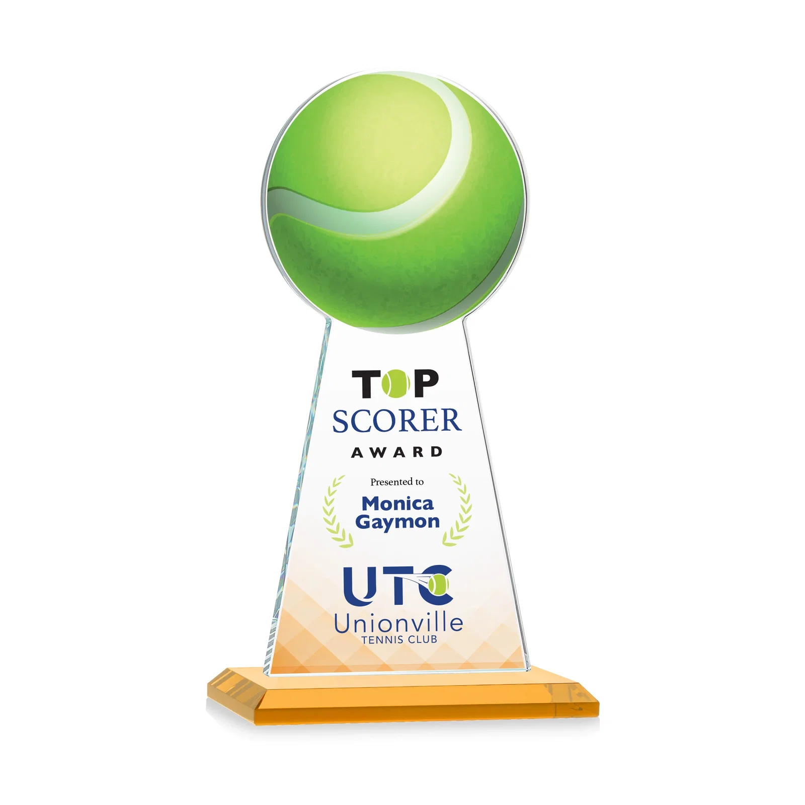 Promotional Starfire Crystal Award With Tennis Ball Peak for company anniversary events