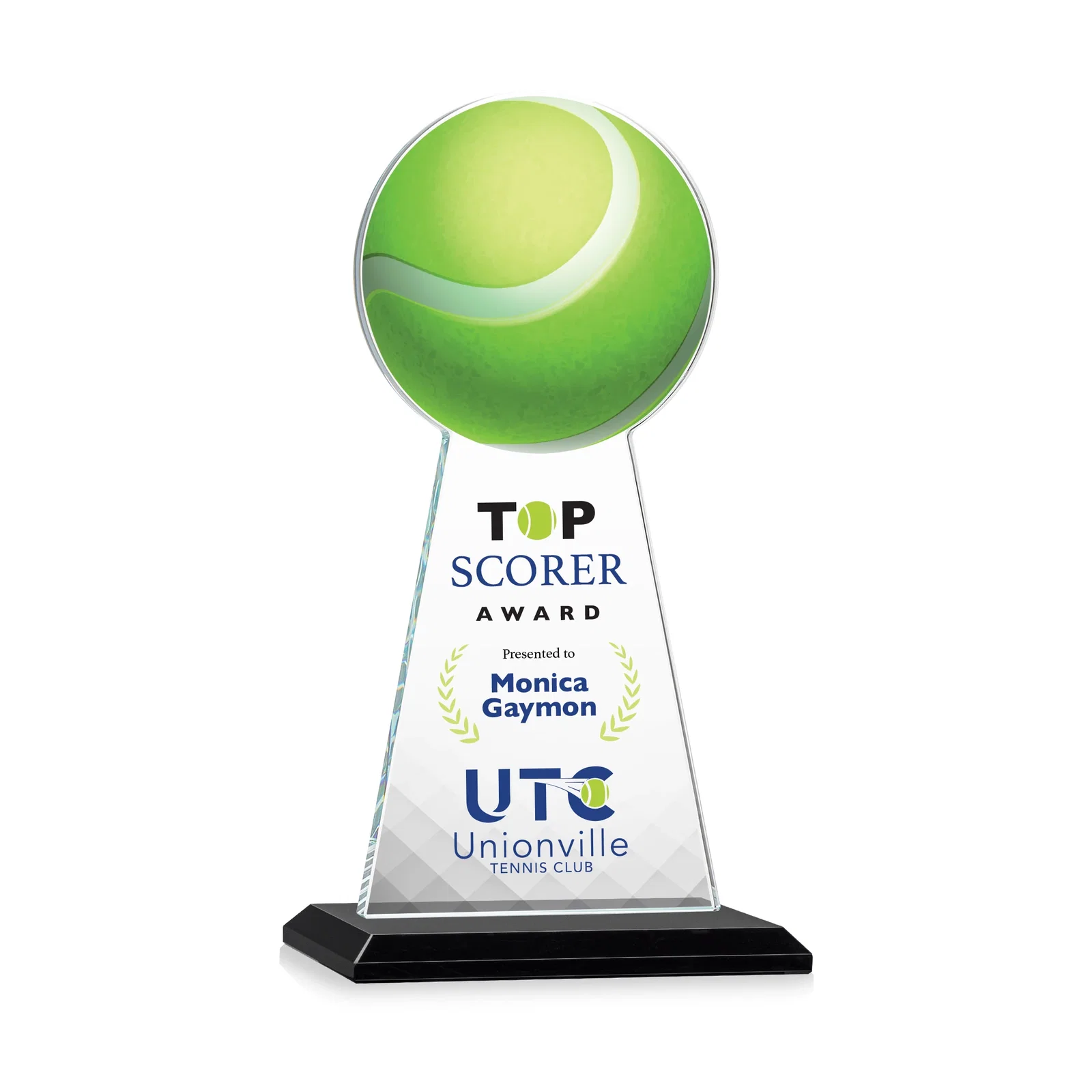 Branded Starfire Crystal Award With Tennis Ball Peak for company anniversary events