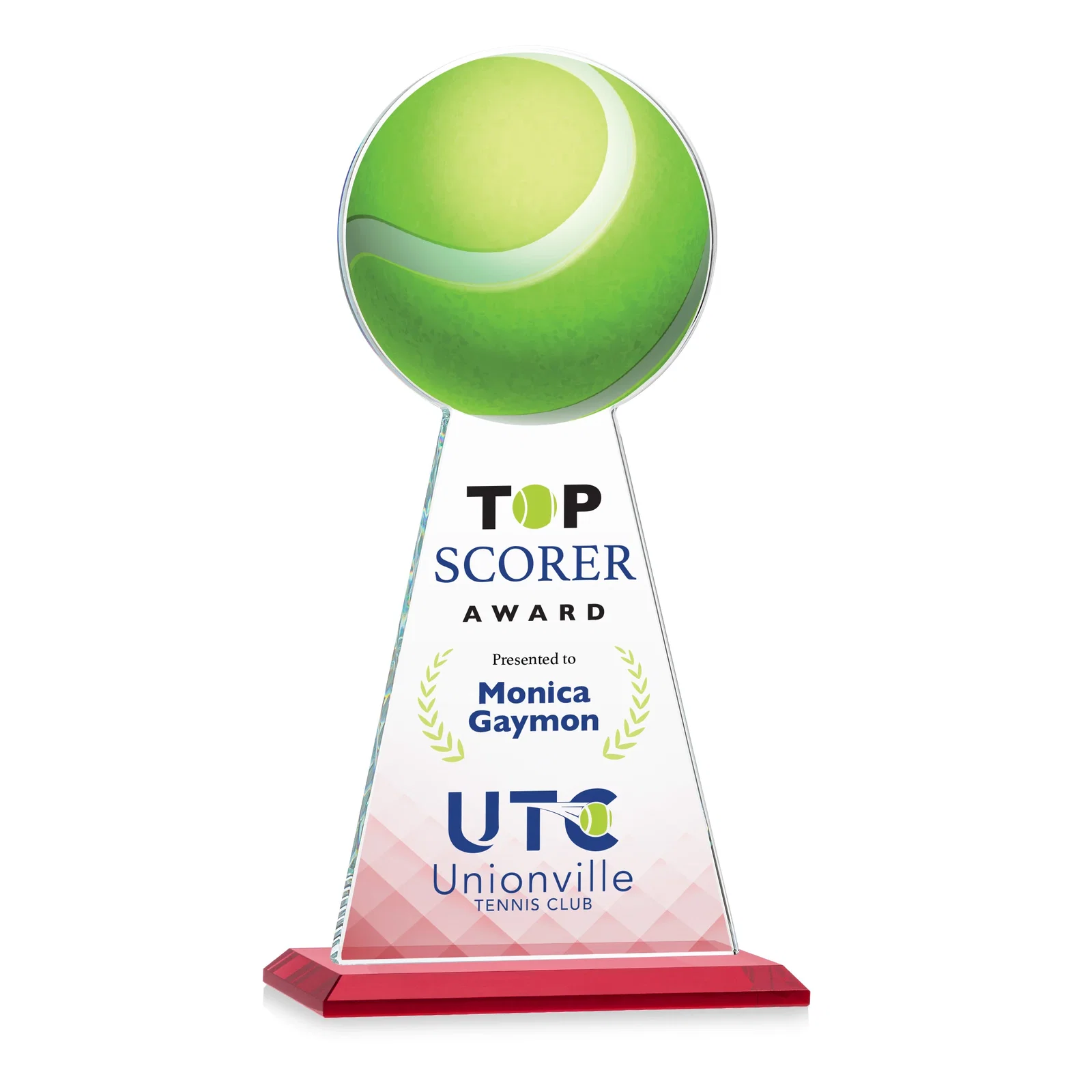 Custom printed Starfire Crystal Award With Tennis Ball Peak for safety achievement programs