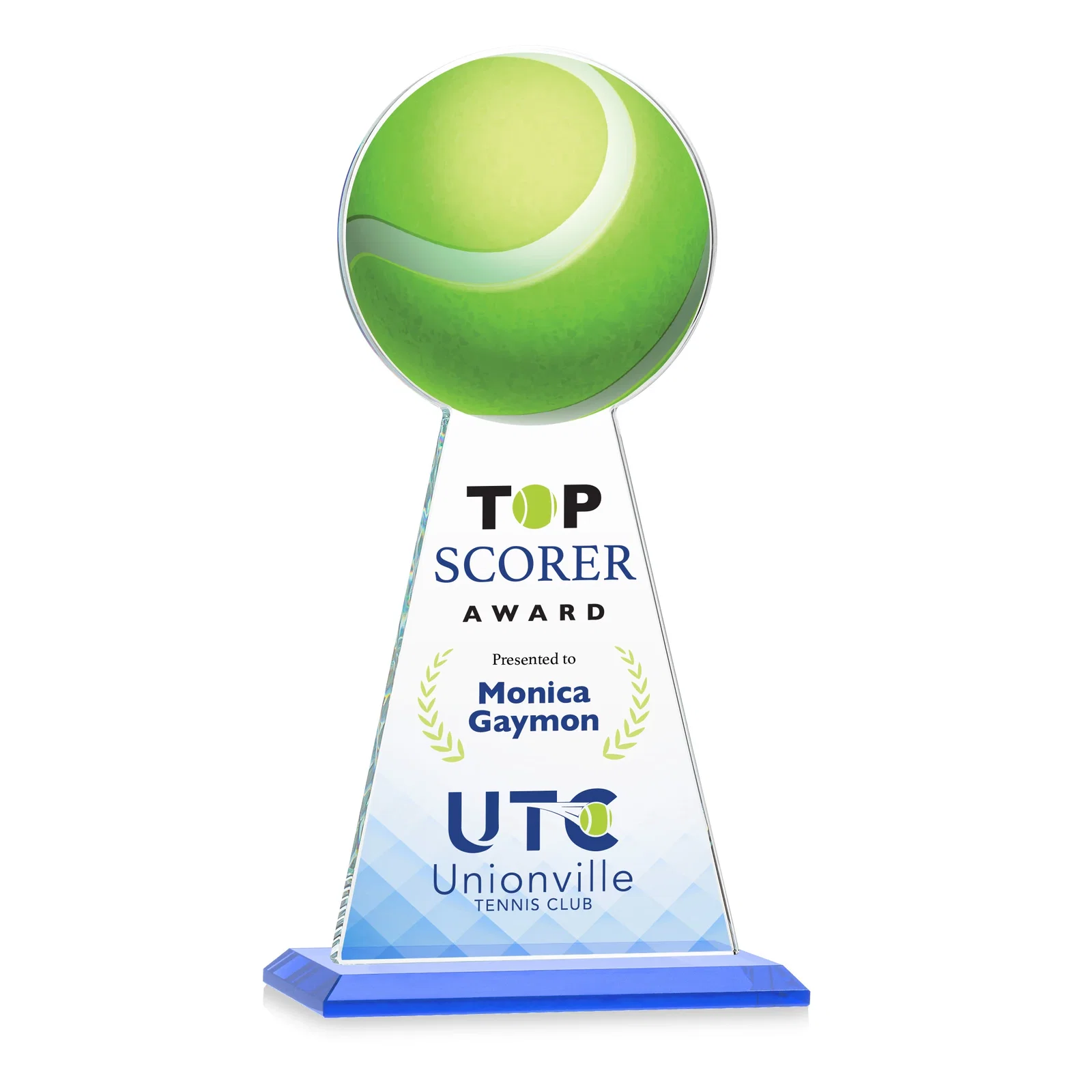 Customized Starfire Crystal Award With Tennis Ball Peak for employee recognition