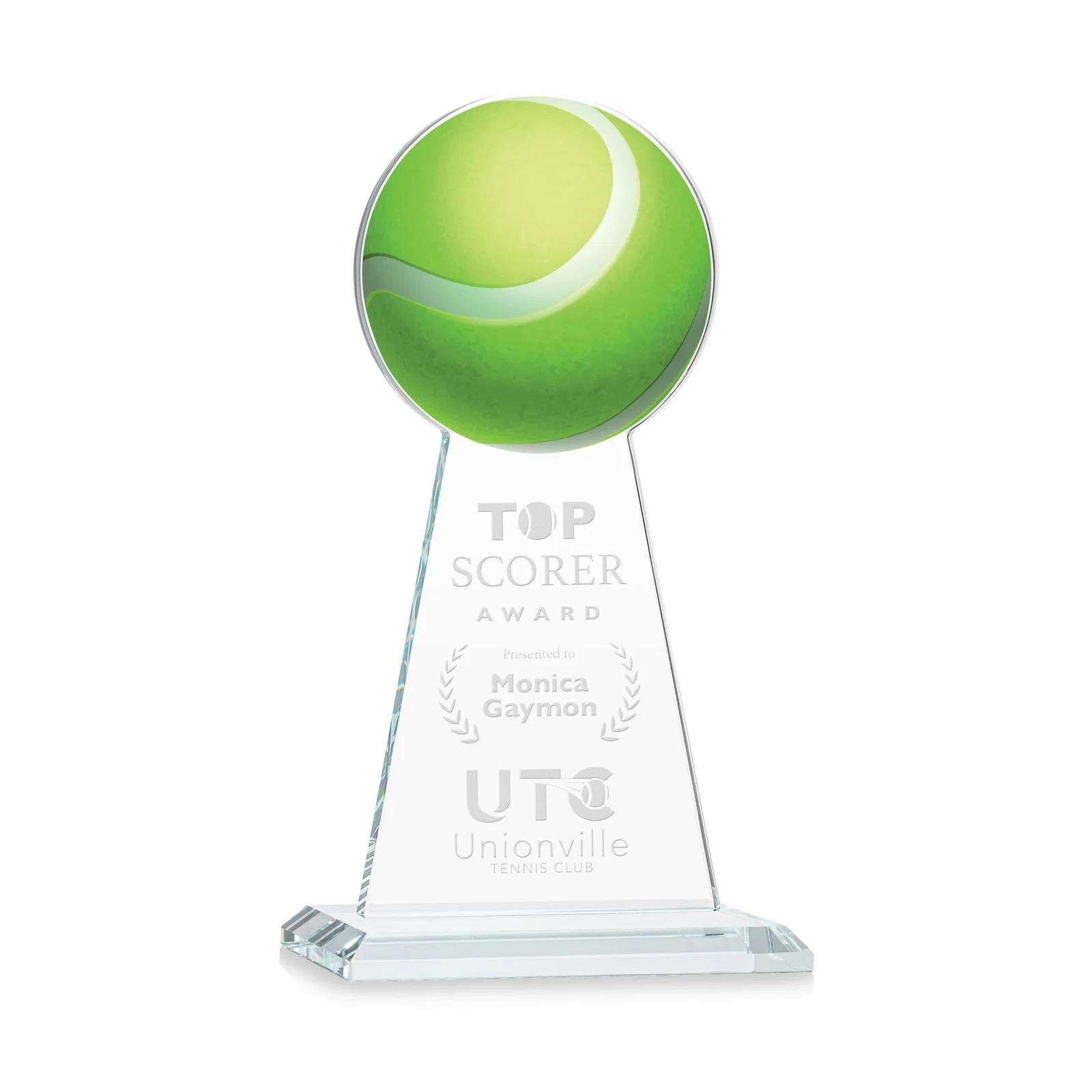 Custom Starfire Crystal Award With Tennis Ball Peak for graduation ceremonies