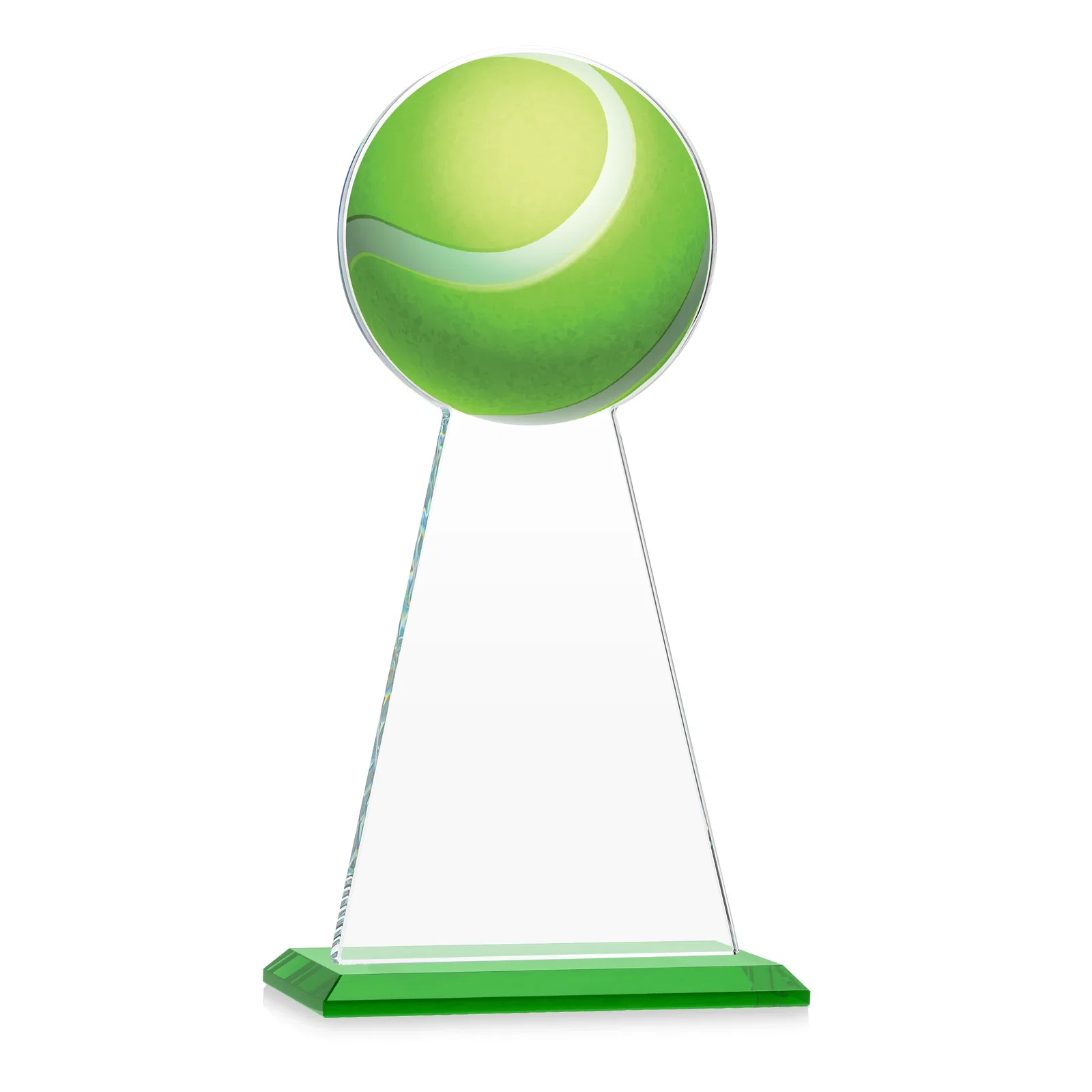 Custom engraved Starfire Crystal Award With Tennis Ball Peak for corporate award ceremonies