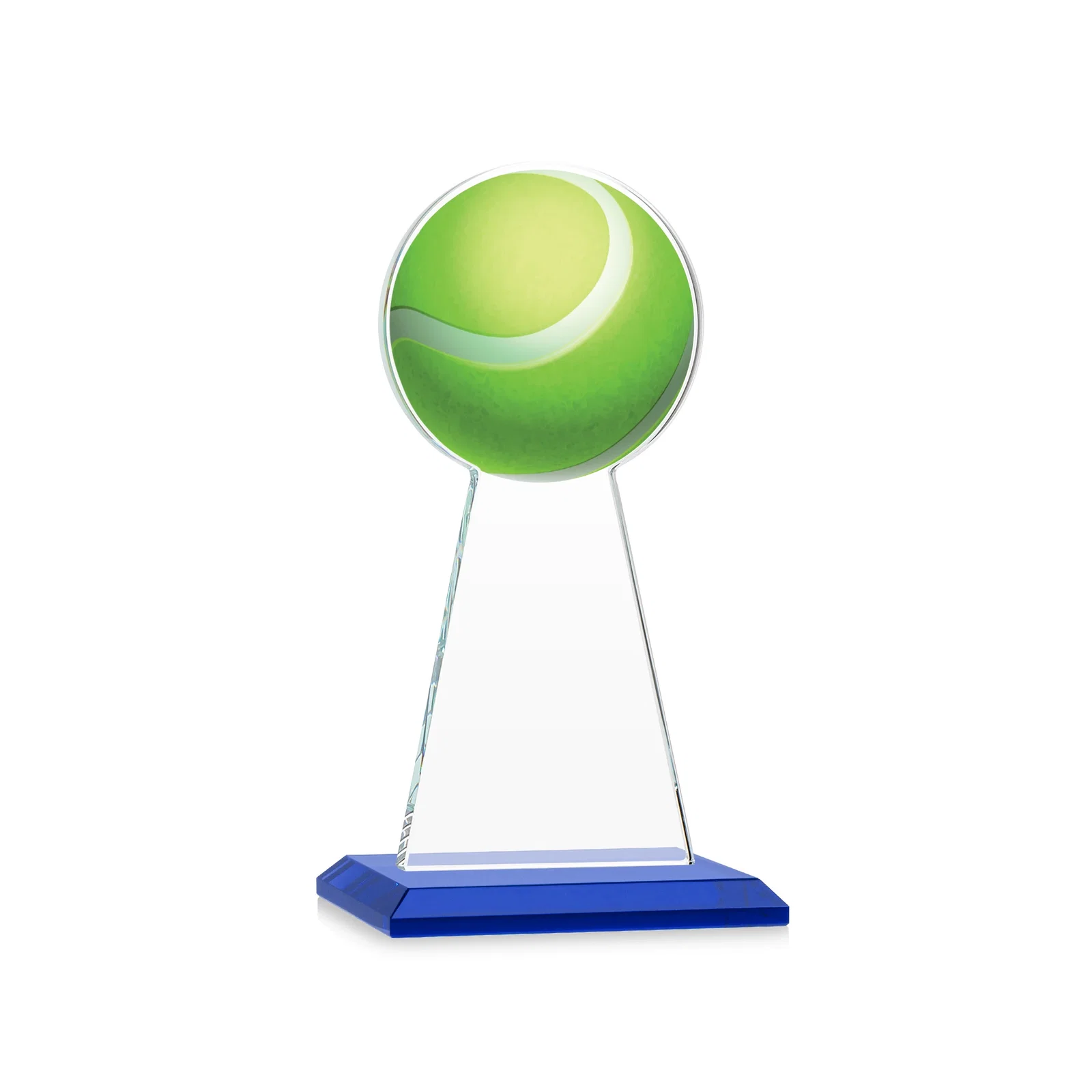 Custom engraved Starfire Crystal Award With Tennis Ball Peak for team milestone celebrations