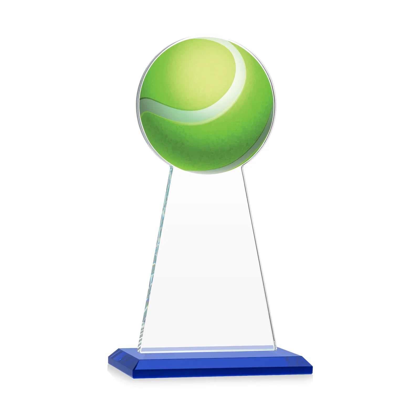 Custom engraved Starfire Crystal Award With Tennis Ball Peak for donor appreciation