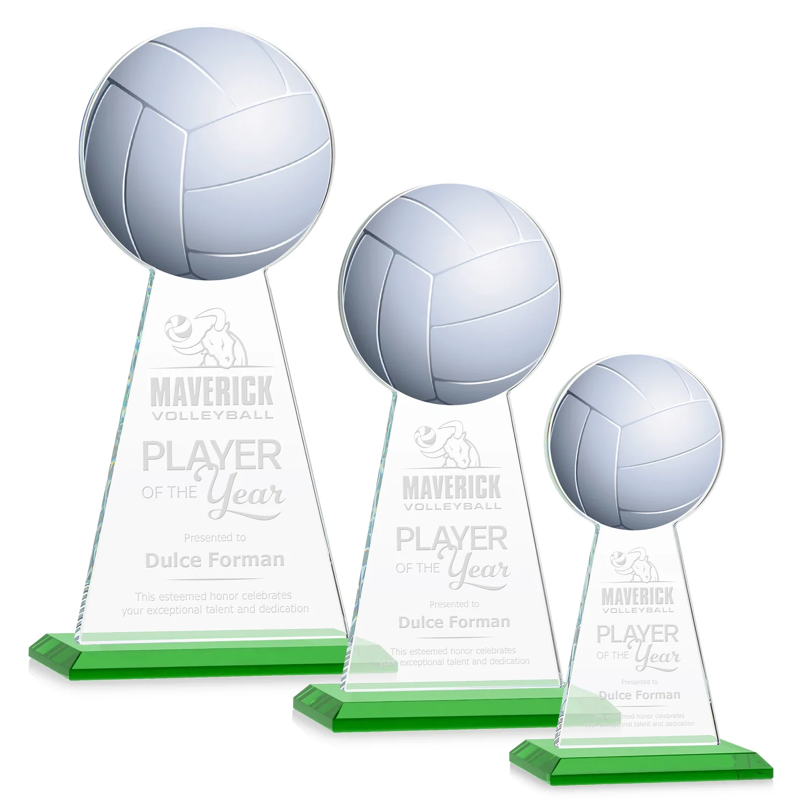 Custom Starfire Crystal Award With Volleyball Peak for volunteer appreciation