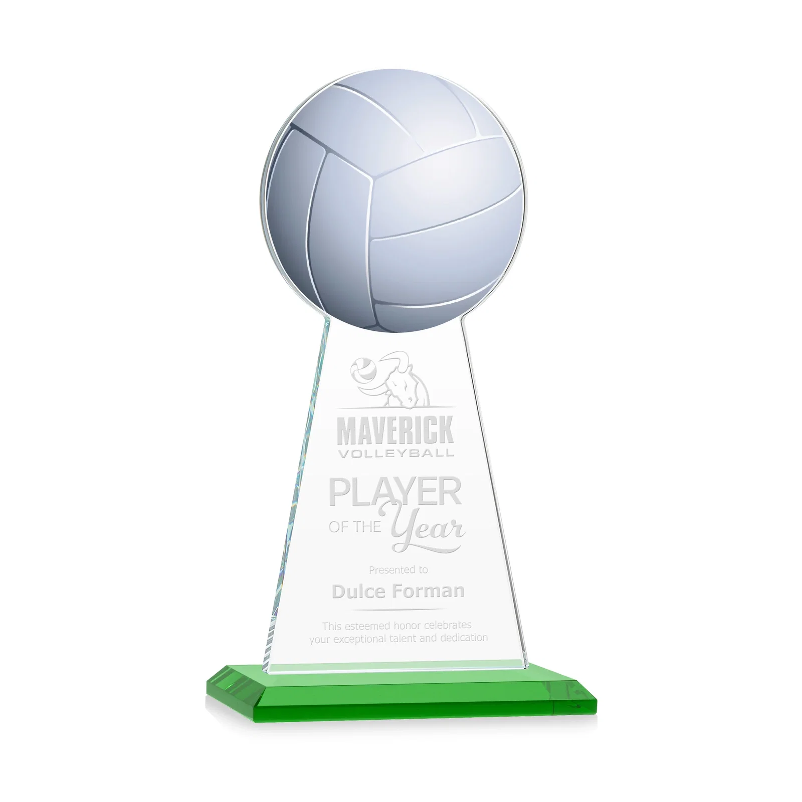 Custom Starfire Crystal Award With Volleyball Peak for company anniversary events