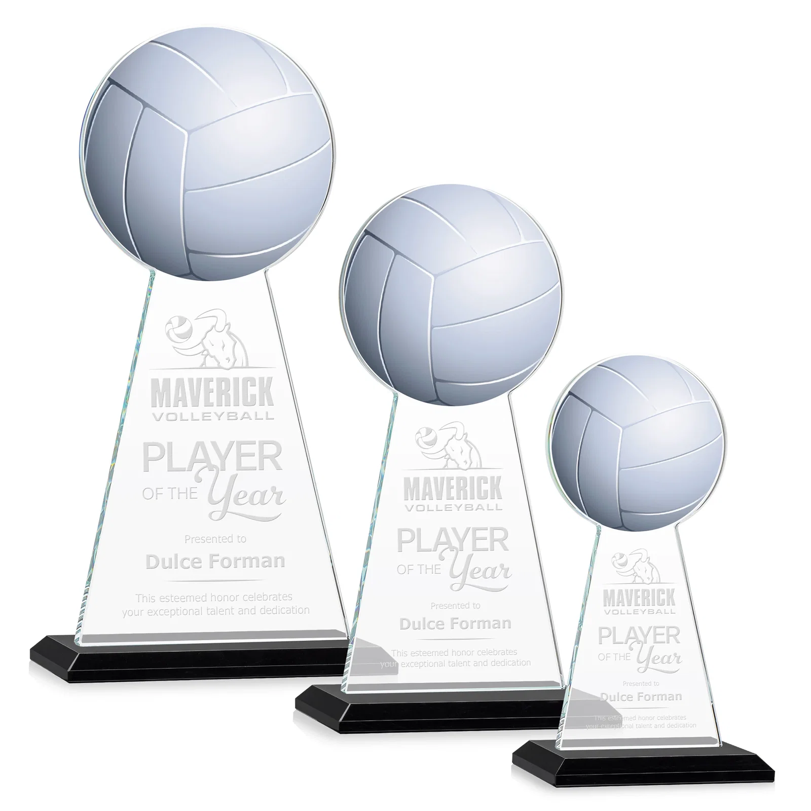Personalized Starfire Crystal Award With Volleyball Peak for corporate award ceremonies