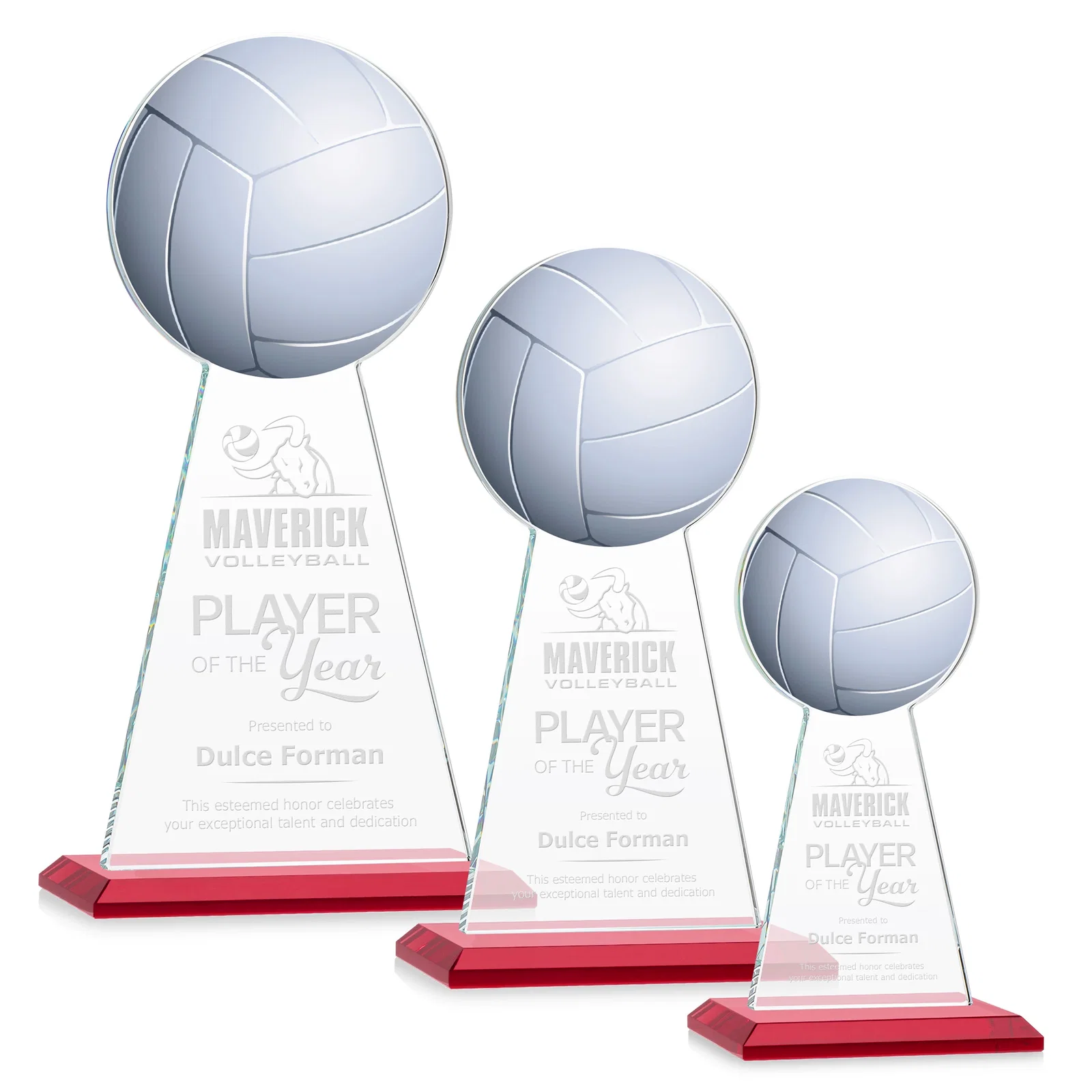 Personalized Starfire Crystal Award With Volleyball Peak for volunteer appreciation