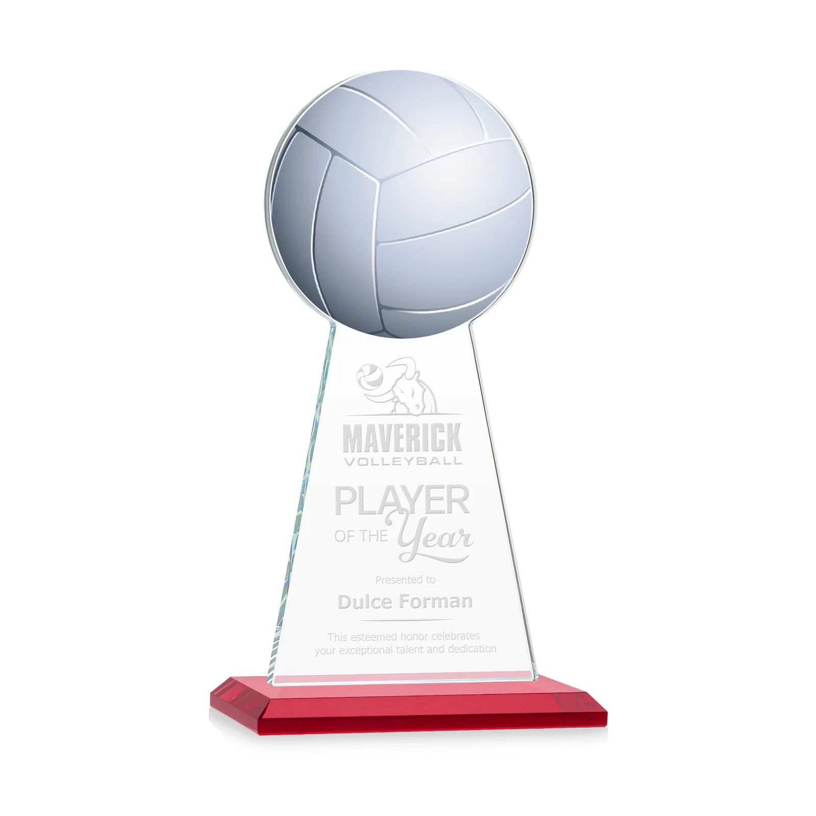 Personalized Starfire Crystal Award With Volleyball Peak for company anniversary events