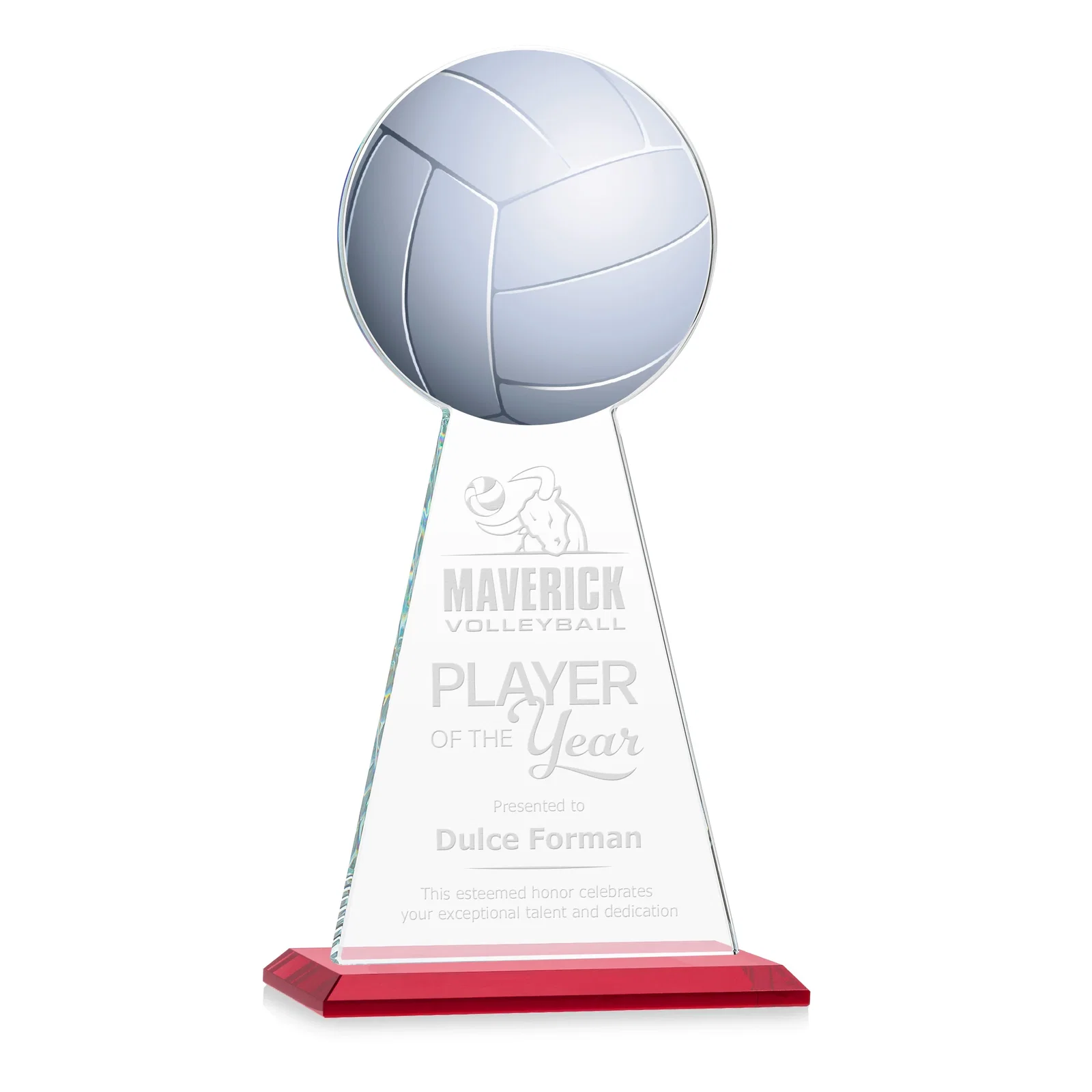 Promotional Starfire Crystal Award With Volleyball Peak for employee recognition