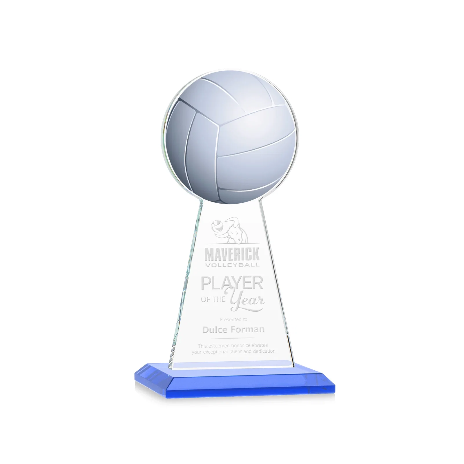 Promotional Starfire Crystal Award With Volleyball Peak for service anniversary gifts