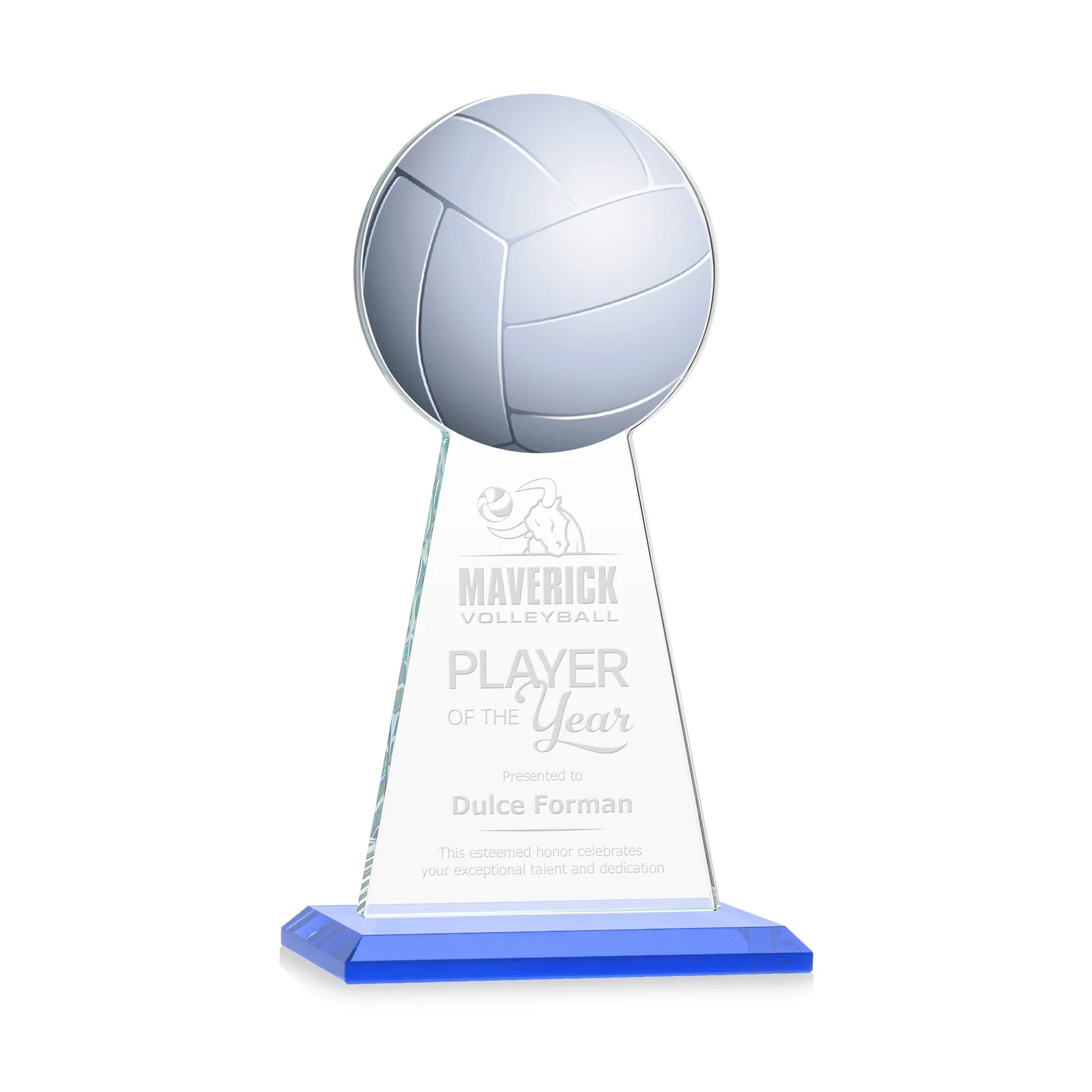 Promotional Starfire Crystal Award With Volleyball Peak for sales achievement awards