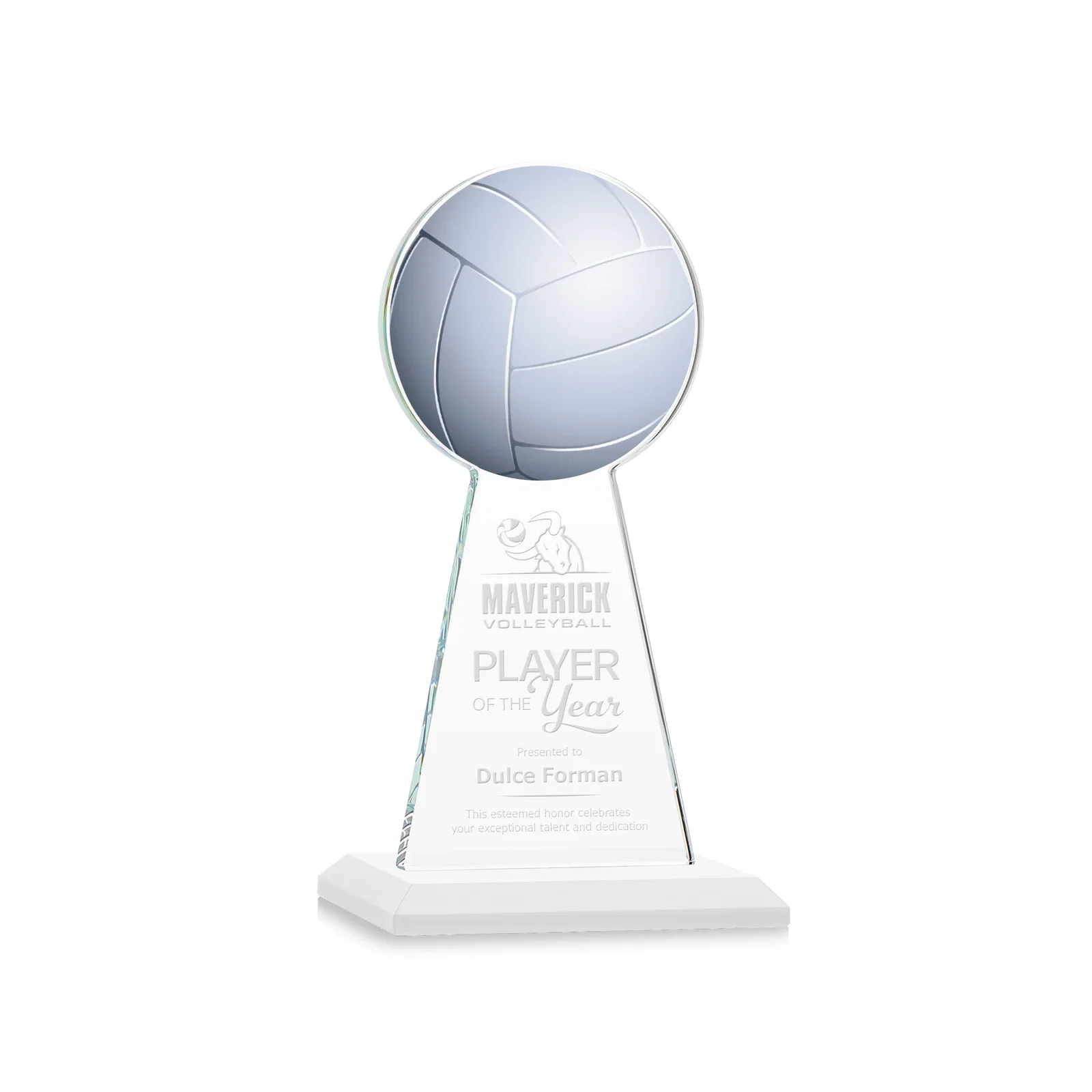 Promotional Starfire Crystal Award With Volleyball Peak for donor appreciation