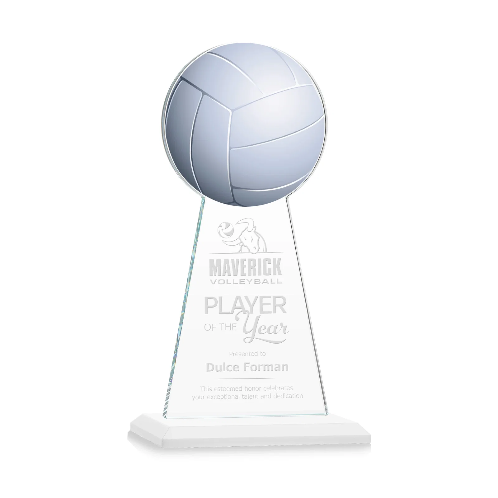 Promotional Starfire Crystal Award With Volleyball Peak for graduation ceremonies