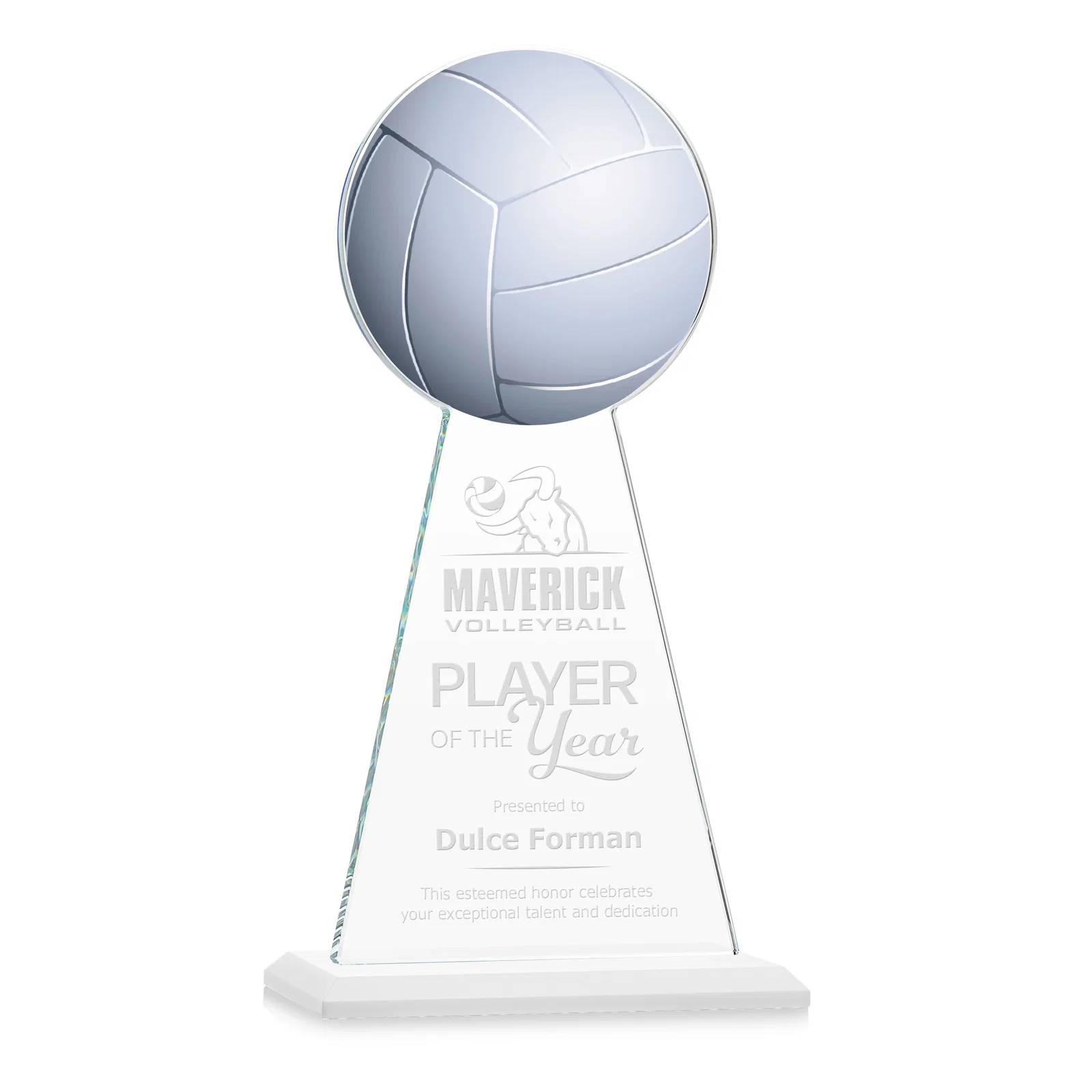 Promotional Starfire Crystal Award With Volleyball Peak for safety achievement programs