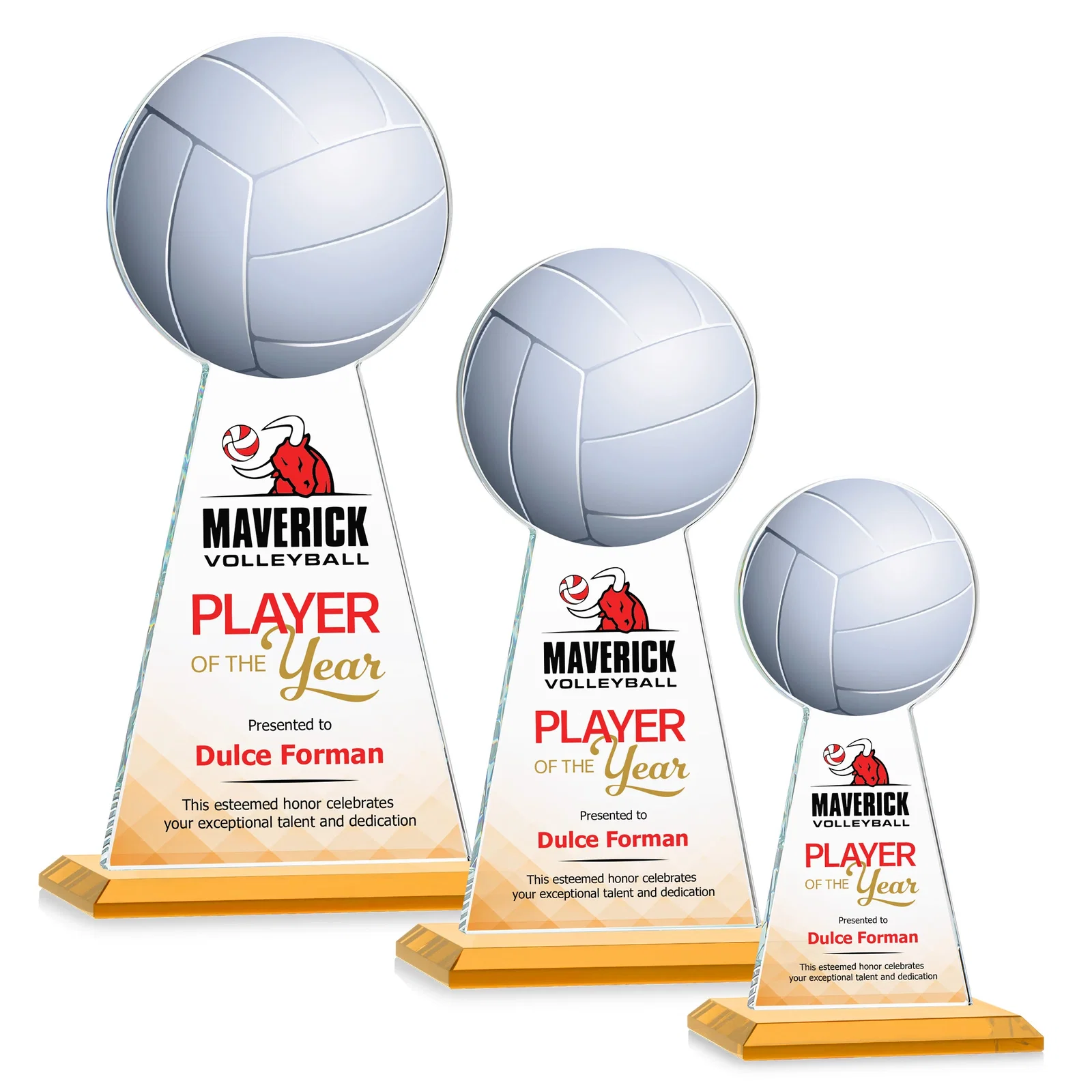 Promotional Starfire Crystal Award With Volleyball Peak for volunteer appreciation