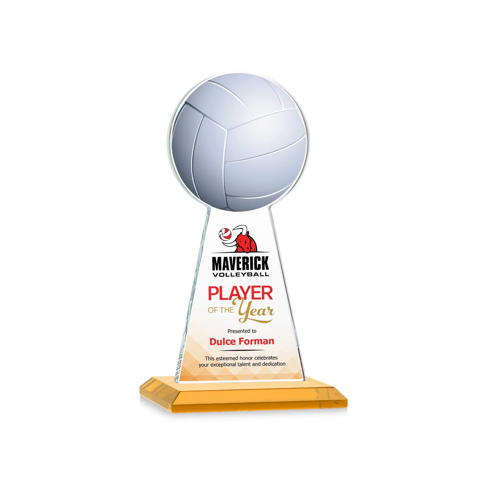 Promotional Starfire Crystal Award With Volleyball Peak for dealer and partner awards