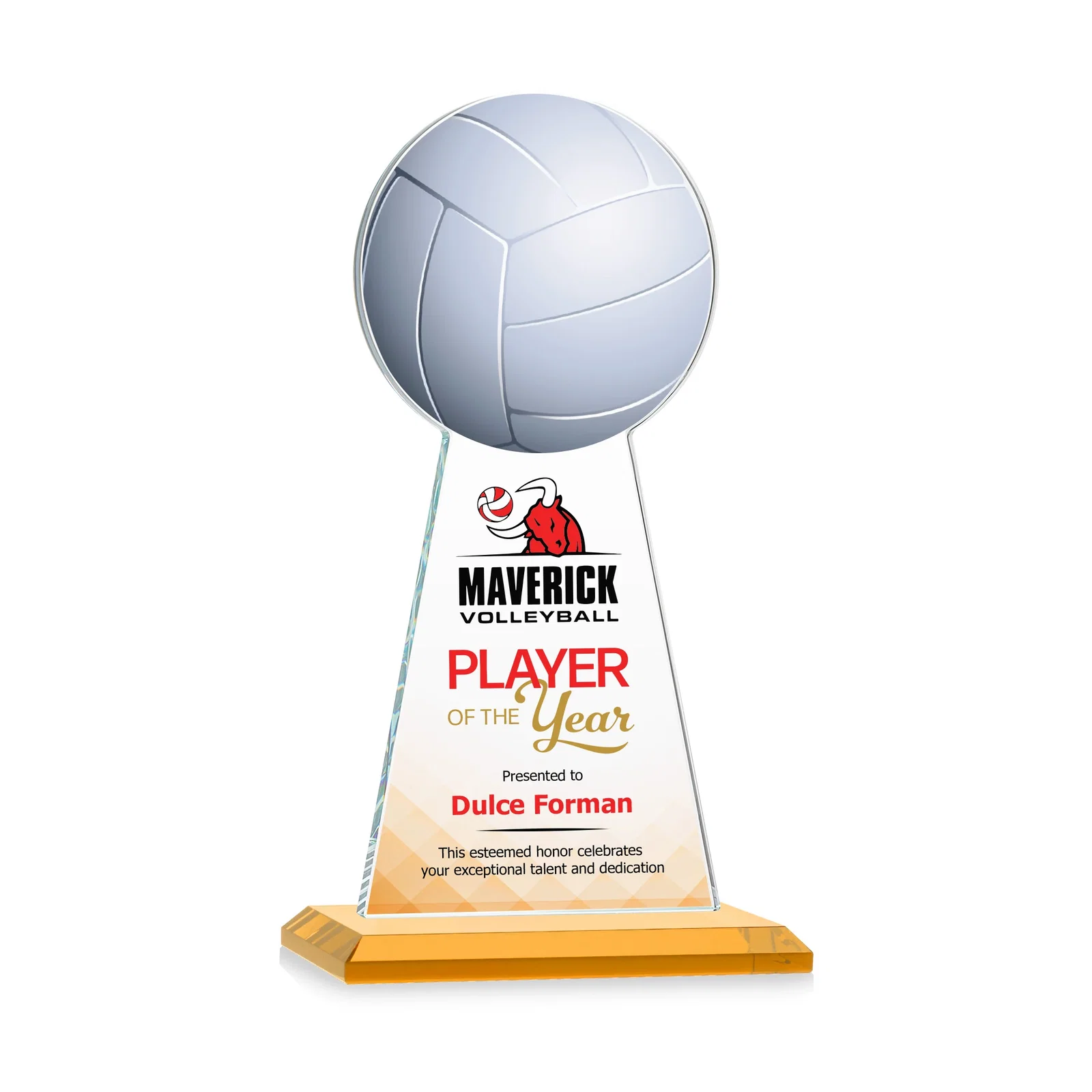 Promotional Starfire Crystal Award With Volleyball Peak for company anniversary events