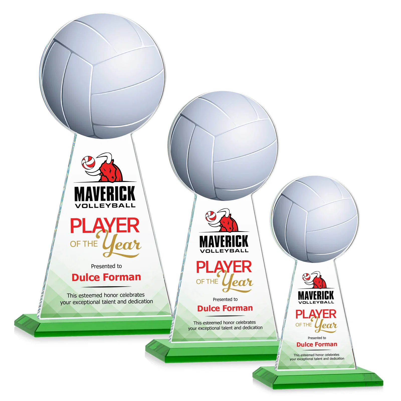 Branded Starfire Crystal Award With Volleyball Peak for team milestone celebrations