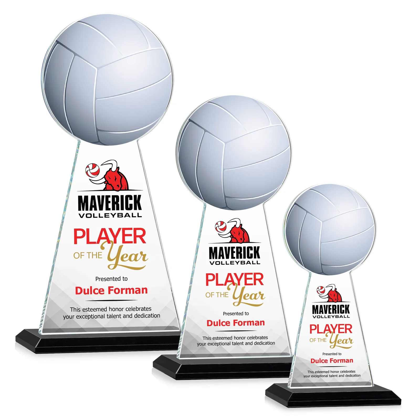 Branded Starfire Crystal Award With Volleyball Peak for volunteer appreciation