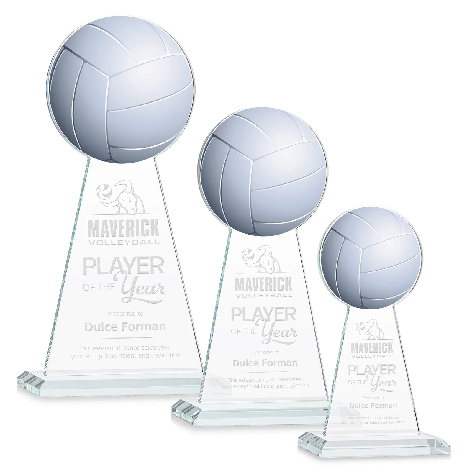 Custom Starfire Crystal Award With Volleyball Peak for team milestone celebrations