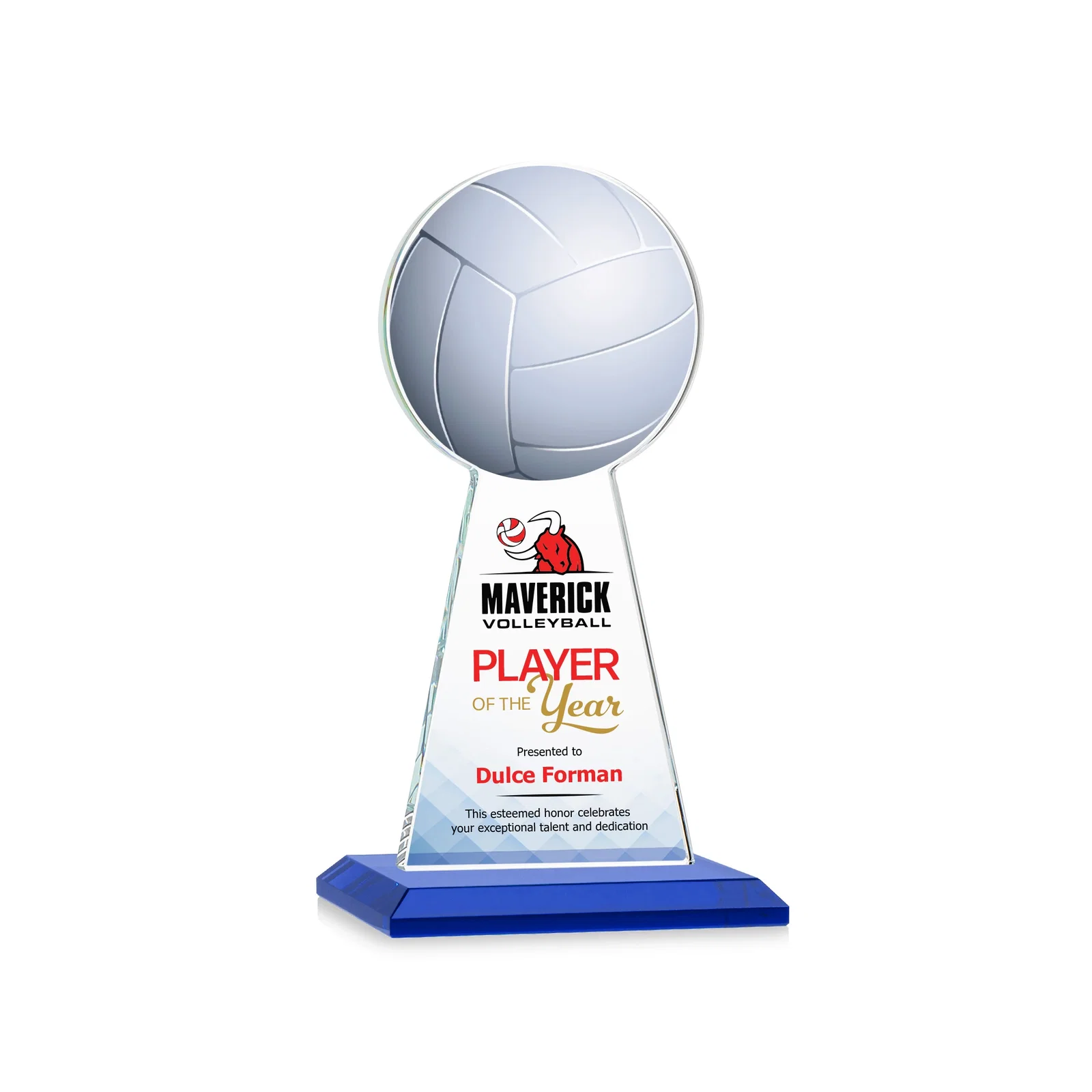 Custom printed Starfire Crystal Award With Volleyball Peak for service anniversary gifts