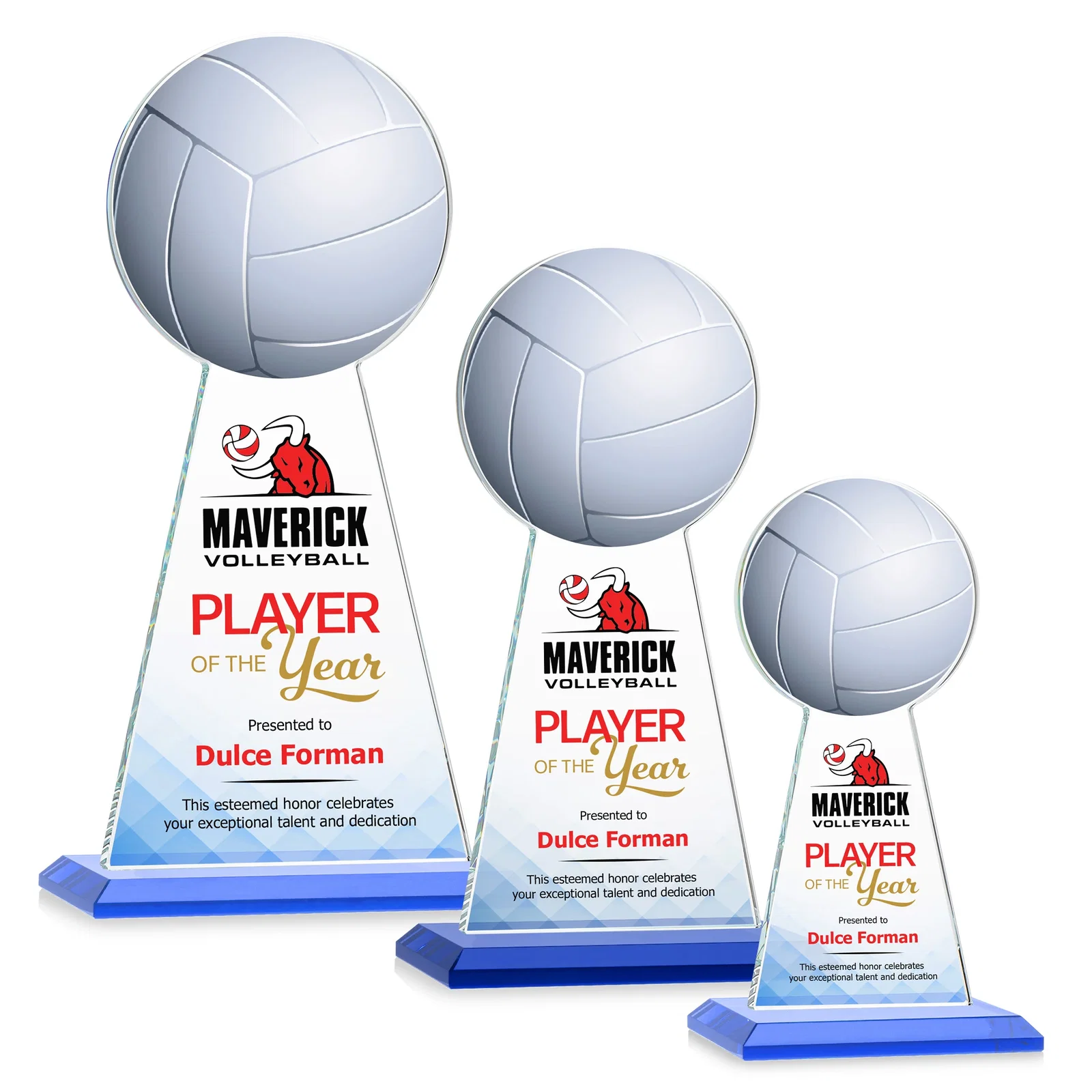 Custom printed Starfire Crystal Award With Volleyball Peak for volunteer appreciation
