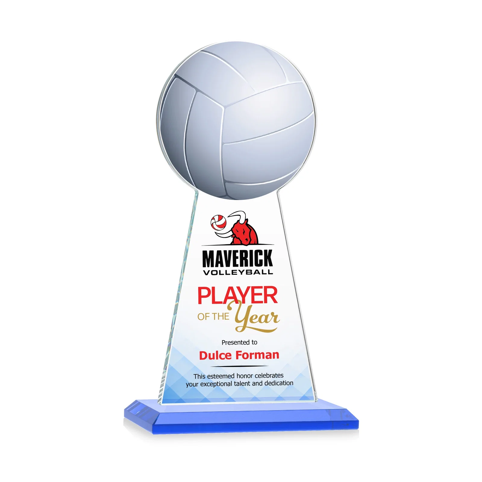 Custom printed Starfire Crystal Award With Volleyball Peak for company anniversary events
