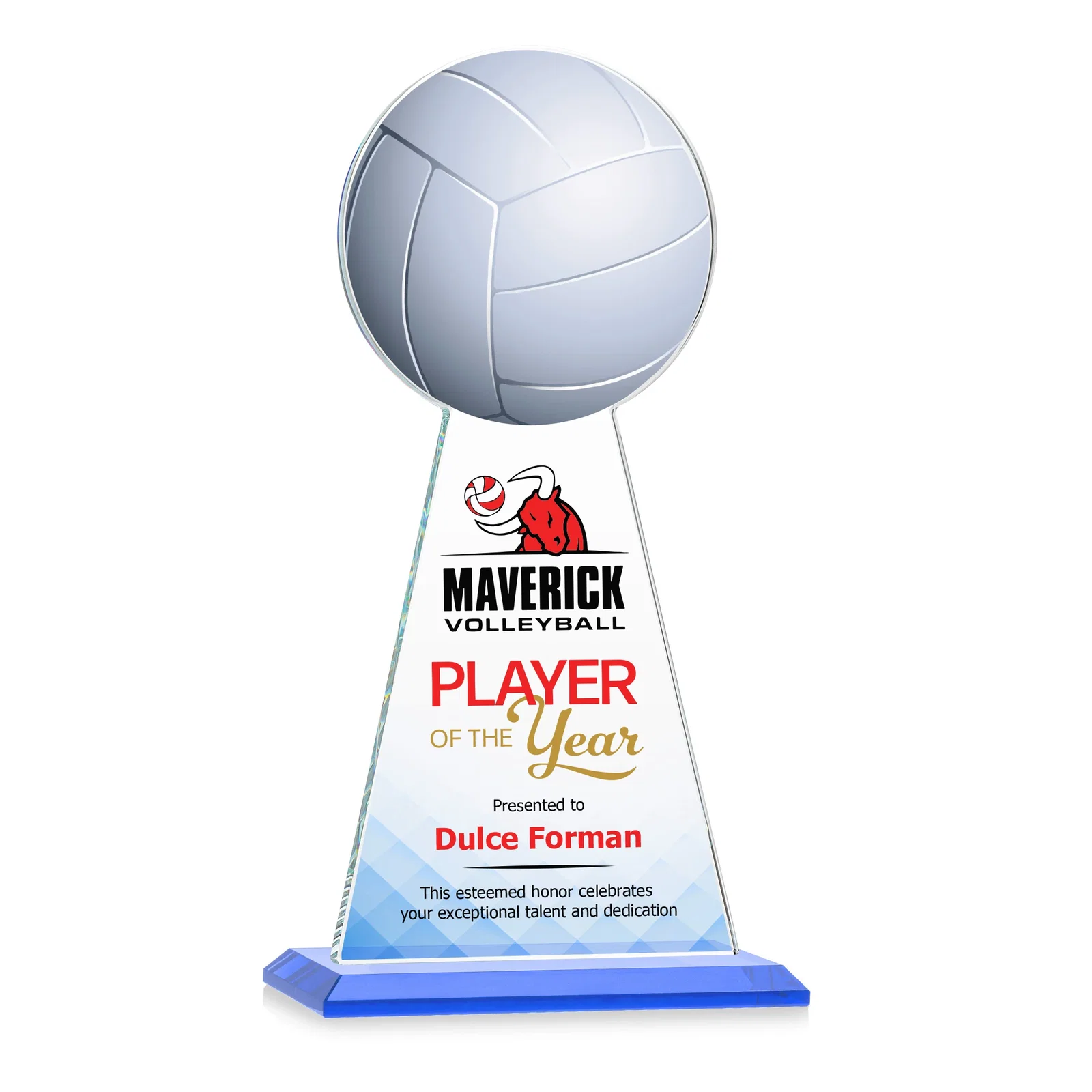 Customized Starfire Crystal Award With Volleyball Peak for employee recognition