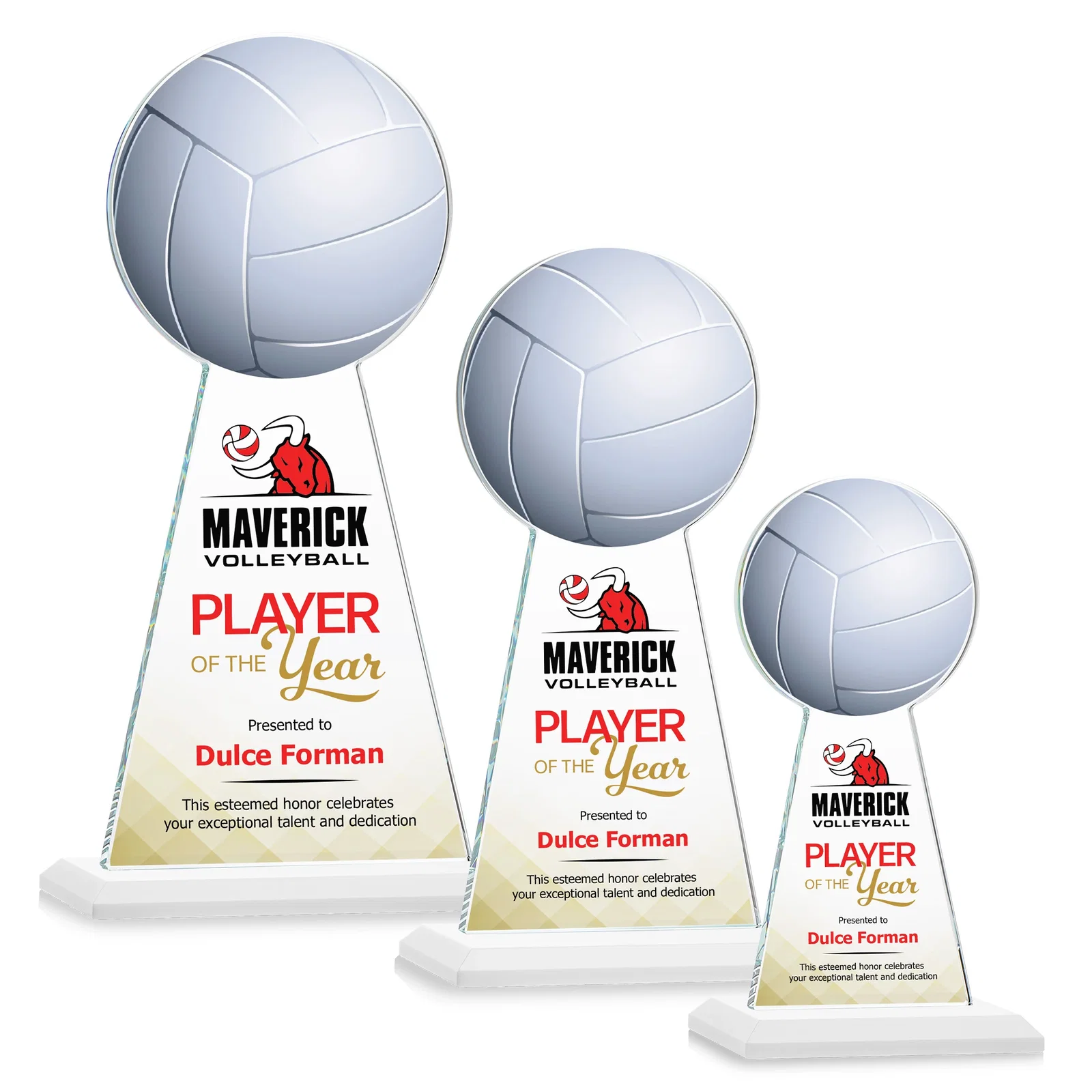 Customized Starfire Crystal Award With Volleyball Peak for corporate award ceremonies