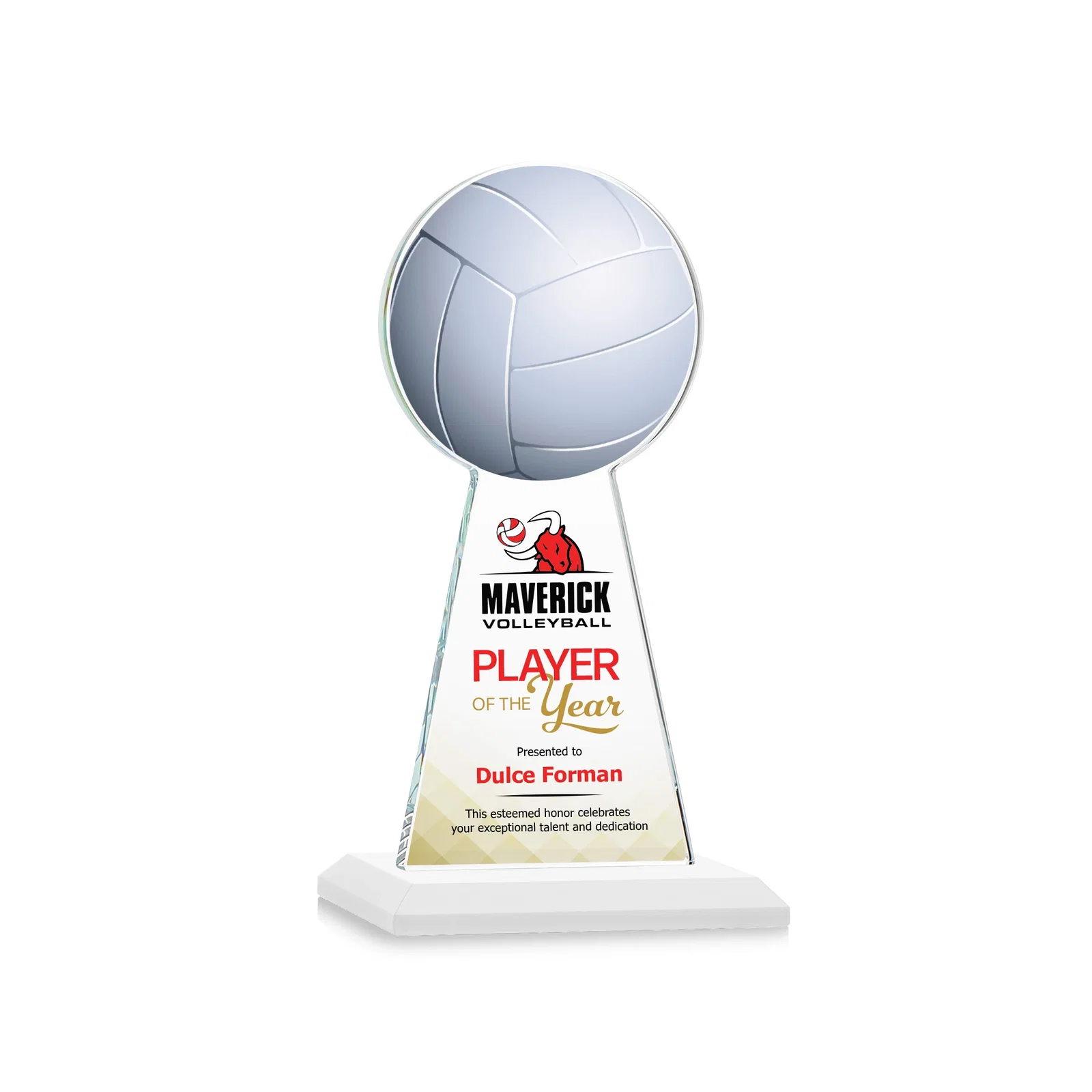 Customized Starfire Crystal Award With Volleyball Peak for service anniversary gifts