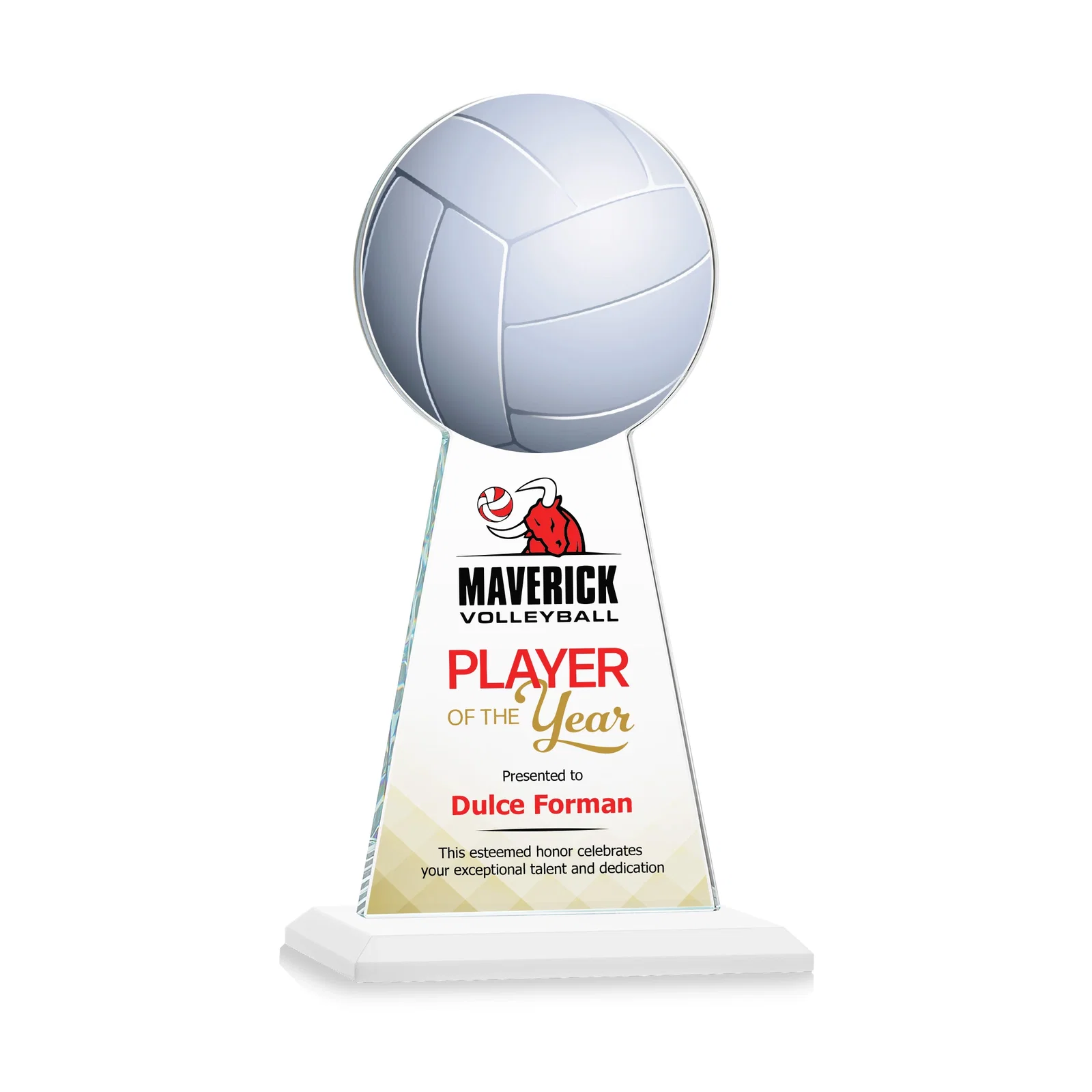 Customized Starfire Crystal Award With Volleyball Peak for sales achievement awards