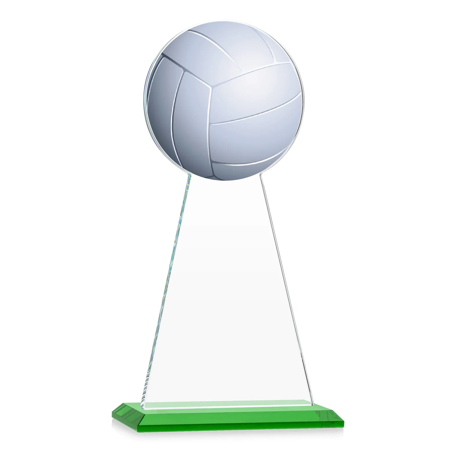 Custom engraved Starfire Crystal Award With Volleyball Peak for corporate award ceremonies