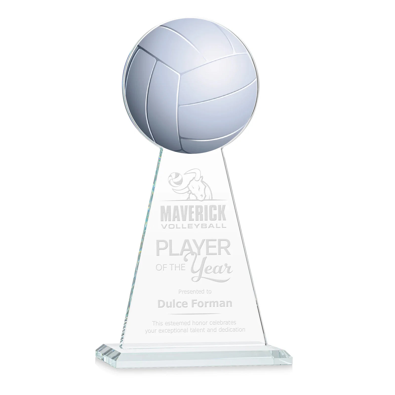 Custom Starfire Crystal Award With Volleyball Peak for safety achievement programs