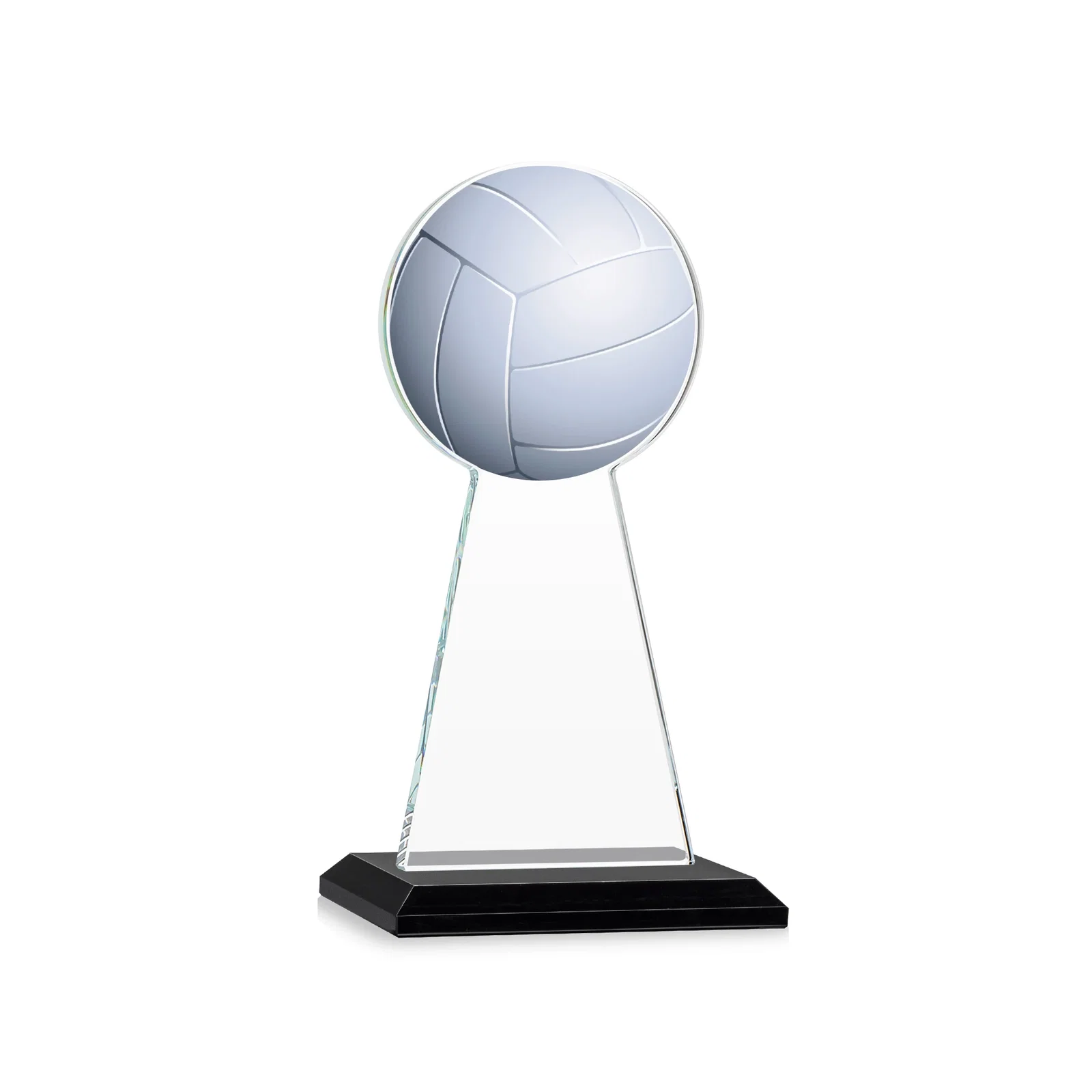 Custom engraved Starfire Crystal Award With Volleyball Peak for service anniversary gifts