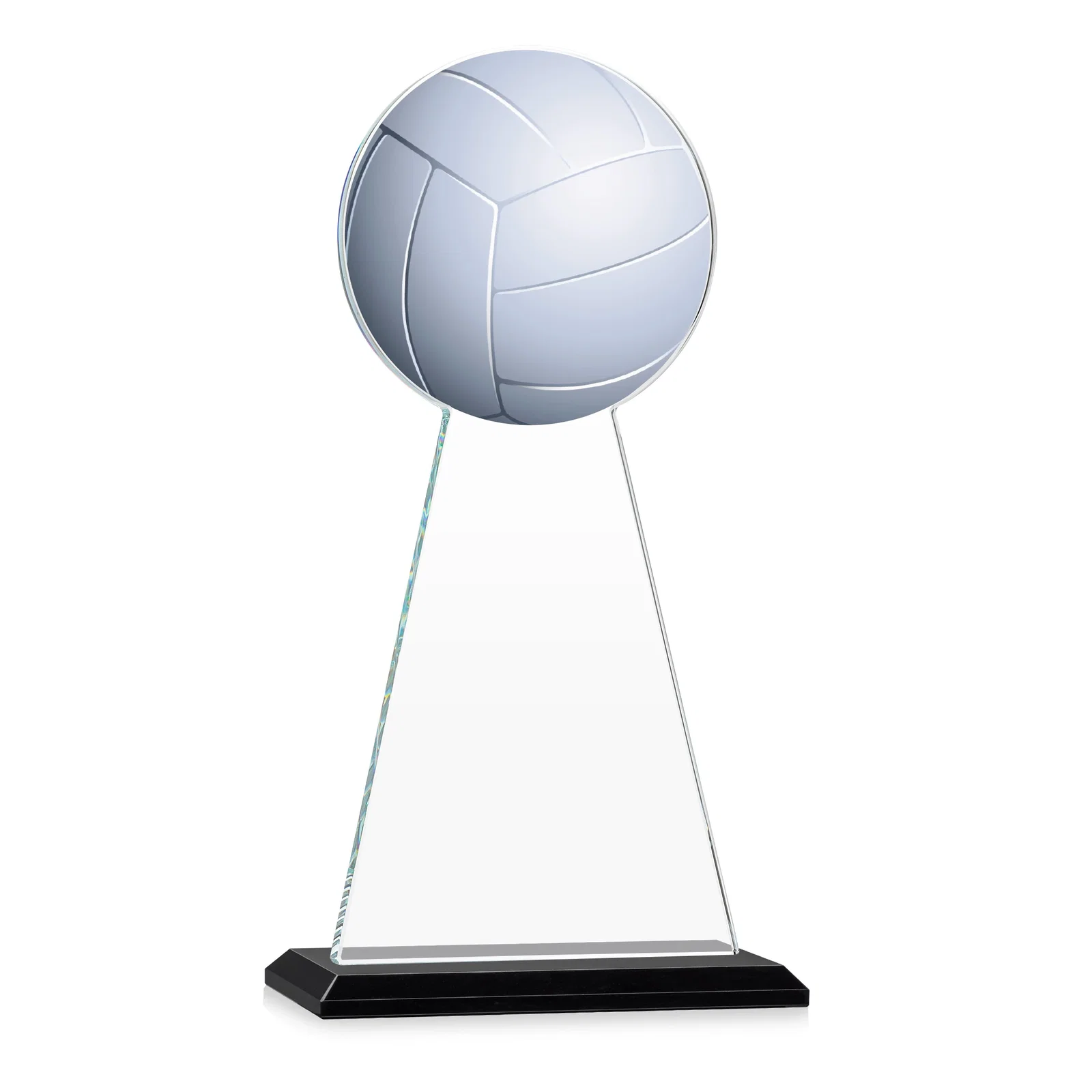 Custom engraved Starfire Crystal Award With Volleyball Peak for retirement presentations