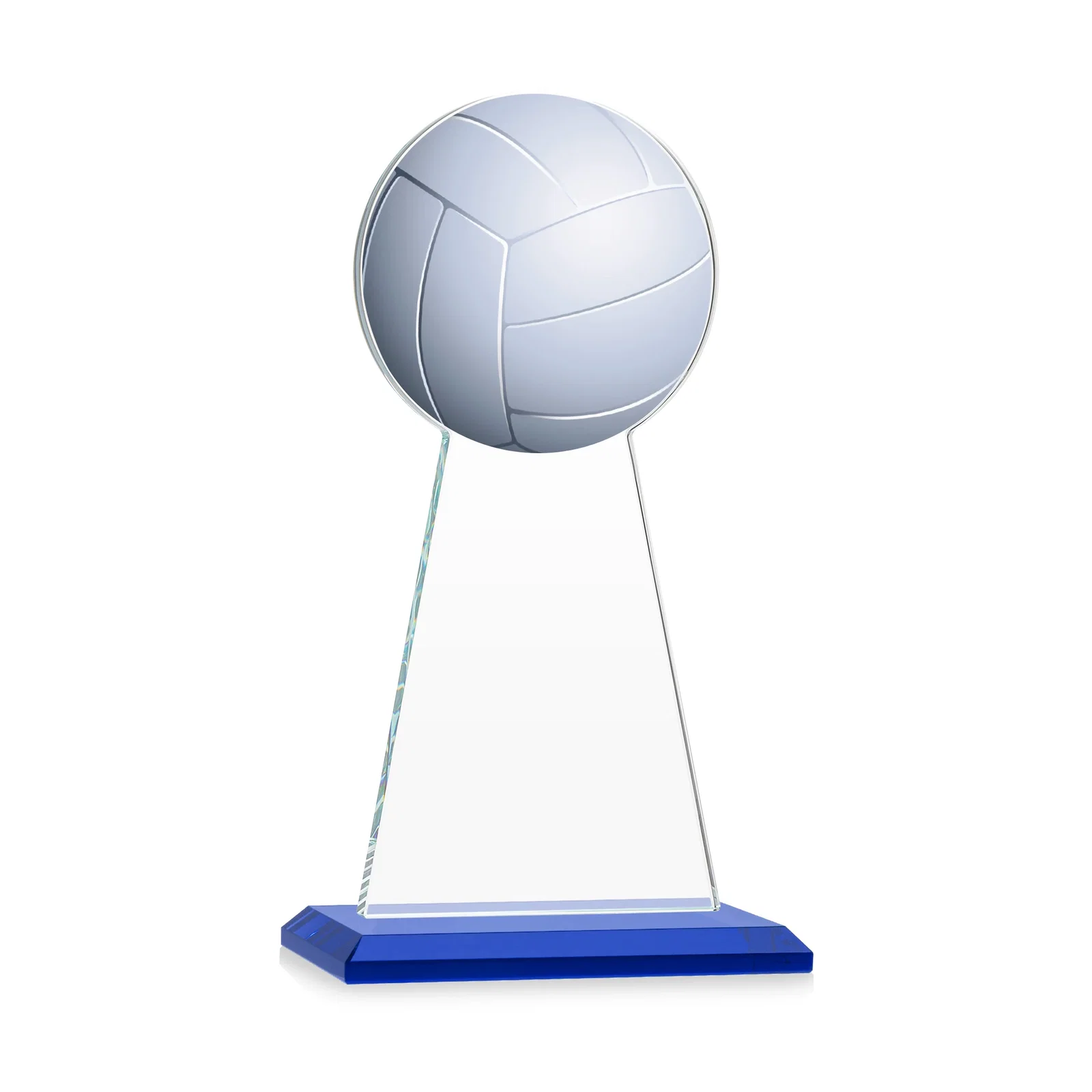 Custom engraved Starfire Crystal Award With Volleyball Peak for donor appreciation