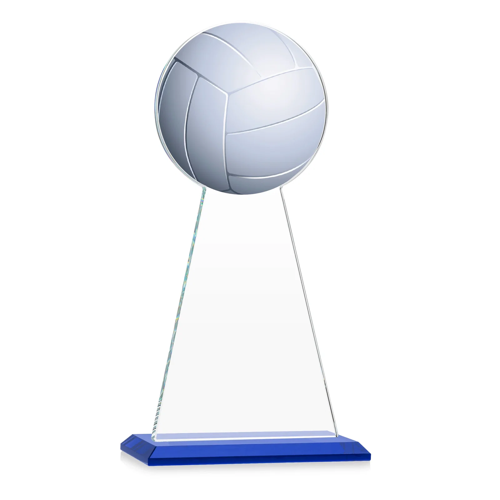 Custom engraved Starfire Crystal Award With Volleyball Peak for graduation ceremonies