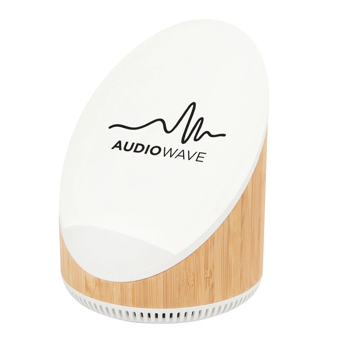 Smartphone resting on the pad above the built-in speaker
