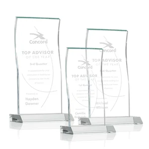 Starfire Crystal Tower Award with Arched Curved Top