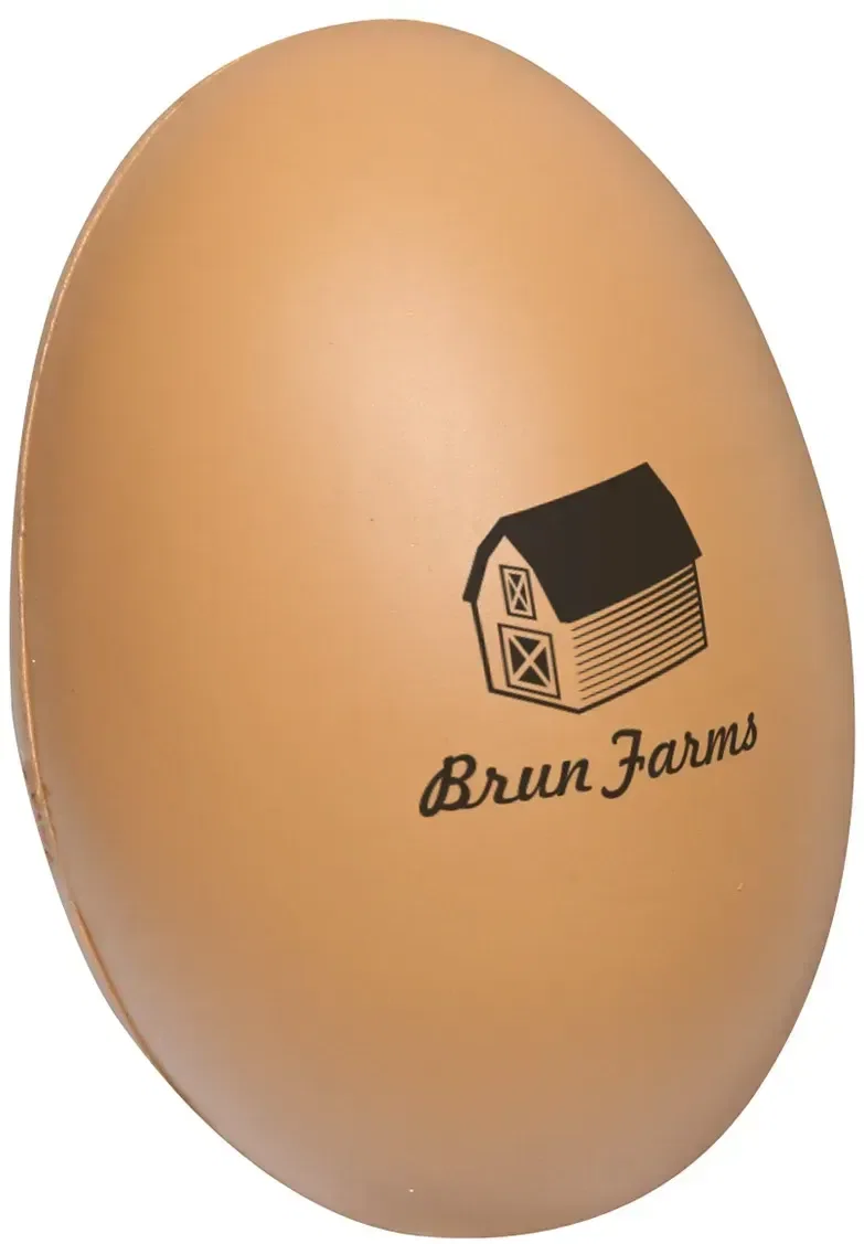 Close-up of the promotional egg-shaped stress reliever squeeze toy detail